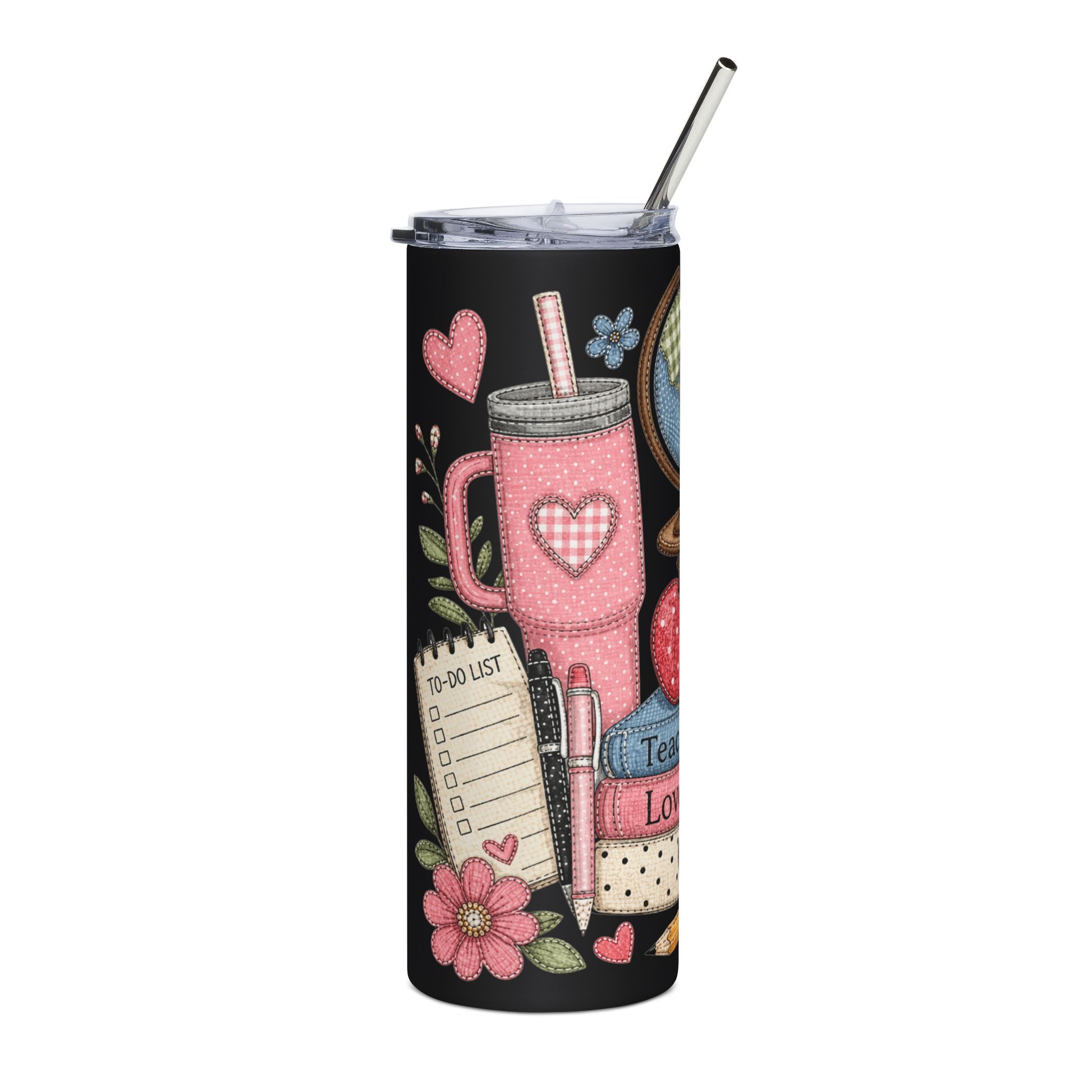 Teach Love Teacher Appreciation Tumbler — Cute Classroom Gift 20oz Stainless Steel Cup