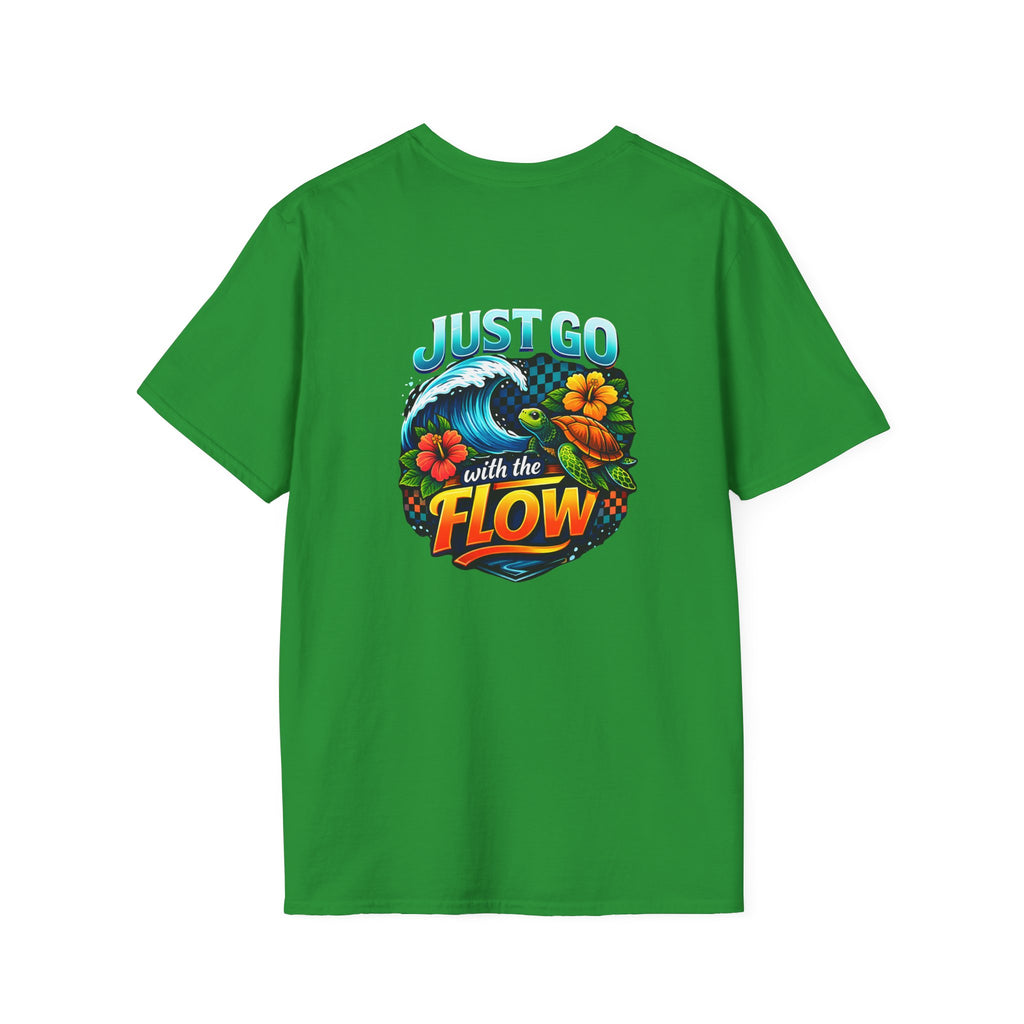 Go With the Flow Sea Turtle T-Shirt — Cute Beach Gift for Women Ocean Floral Tee