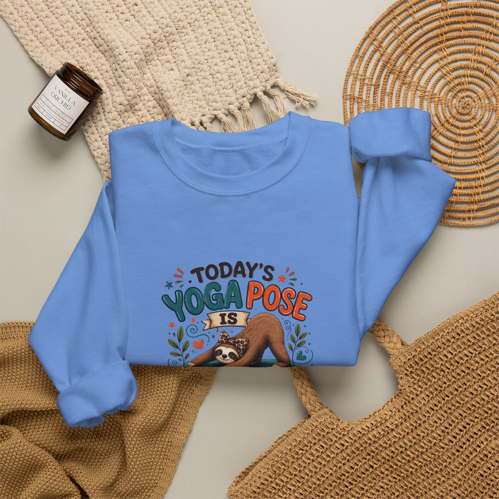 Downward Spiral Sloth Sweatshirt — Funny Lazy Gift for Her Yoga Pose Crewneck