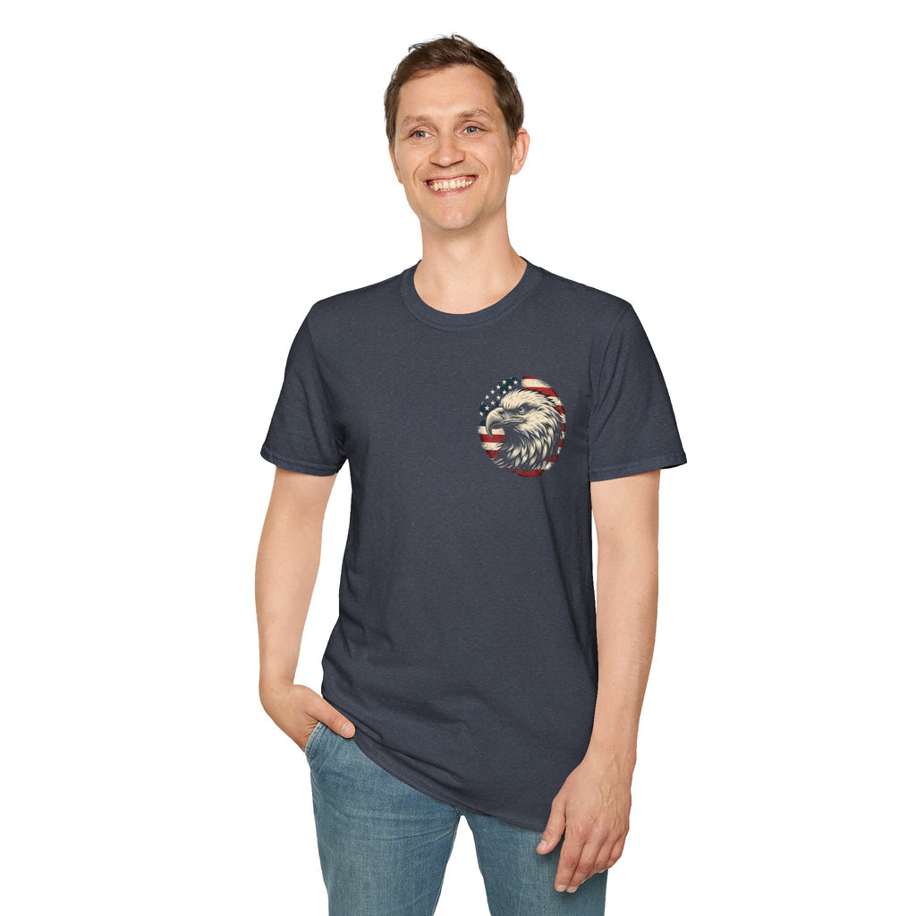 Patriotic Bald Eagle T-Shirt — American Flag Gift for Him Fourth of July Graphic Tee