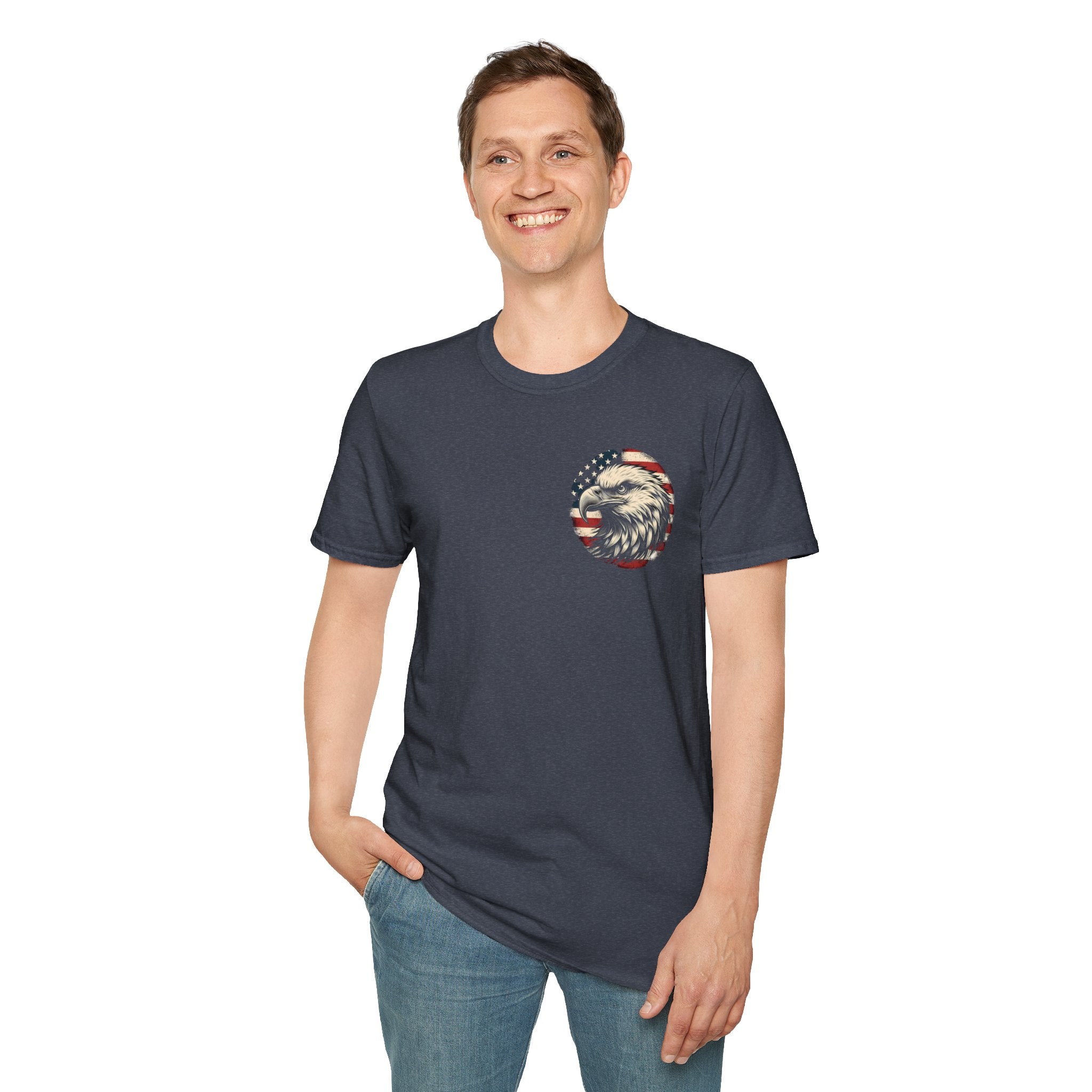 Patriotic Bald Eagle T-Shirt — American Flag Gift for Him Fourth of July Graphic Tee