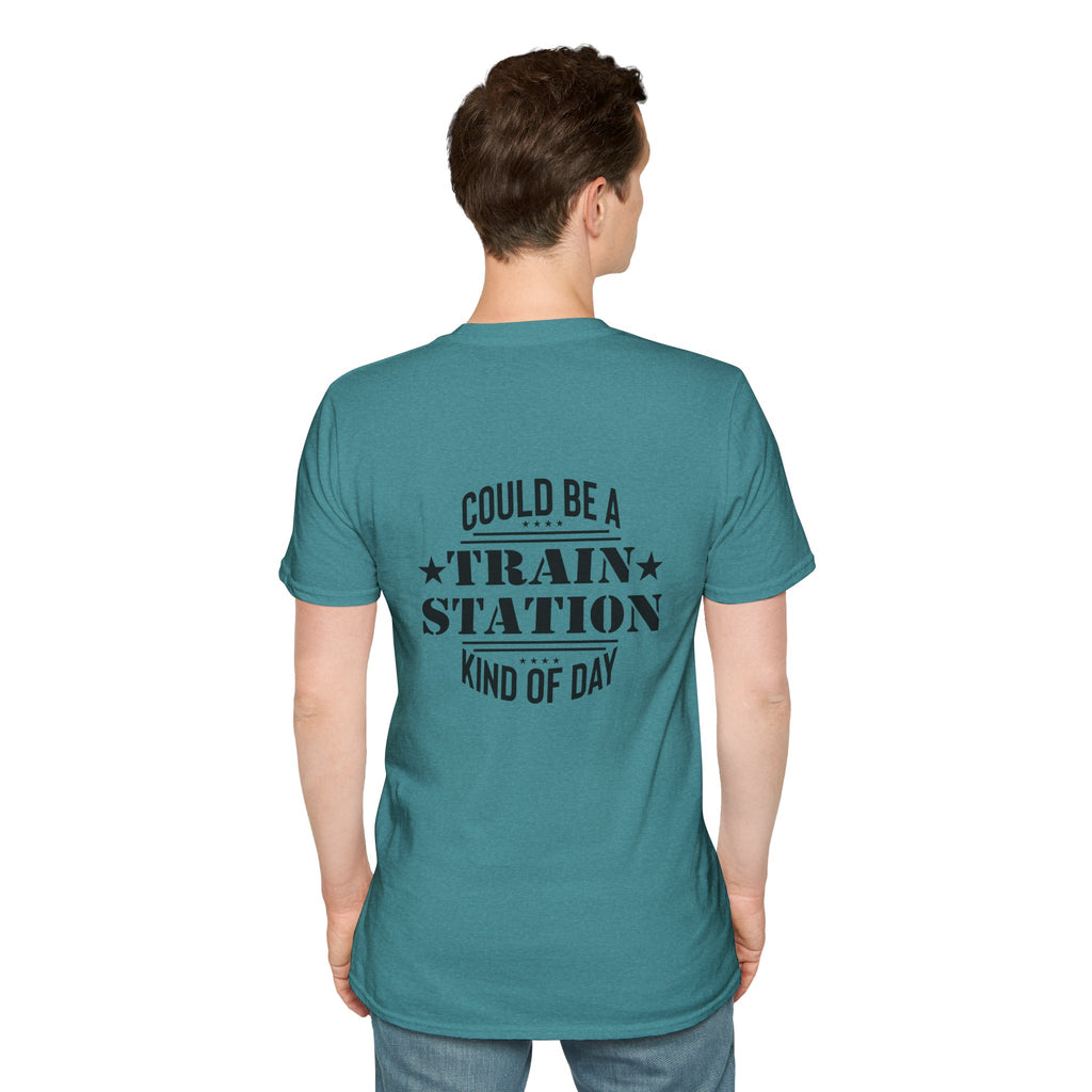 Could Be a Train Station Kind of Day T-Shirt — Funny Sarcastic Gift for Her Pocket Tee