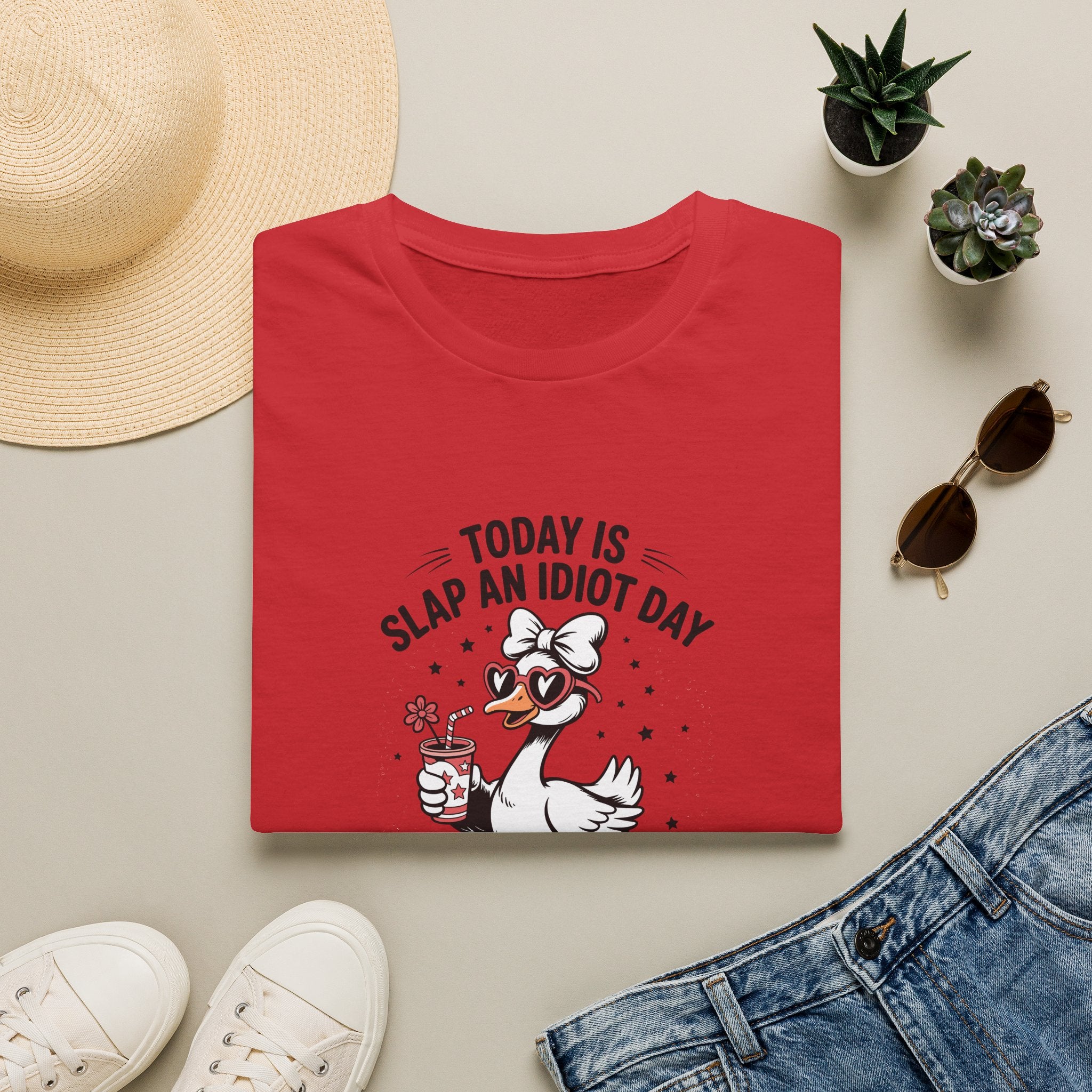 Today Is Slap An Idiot Day Duck T-Shirt — Funny Sarcastic Gift for Her Graphic Tee