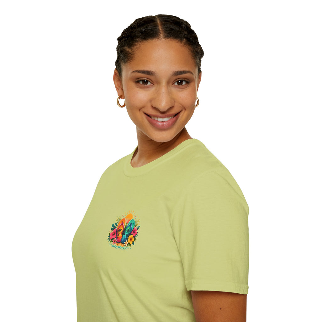 Floral Surf Chest Print T-Shirt — Cute Beach Gift for Women Graphic Tee