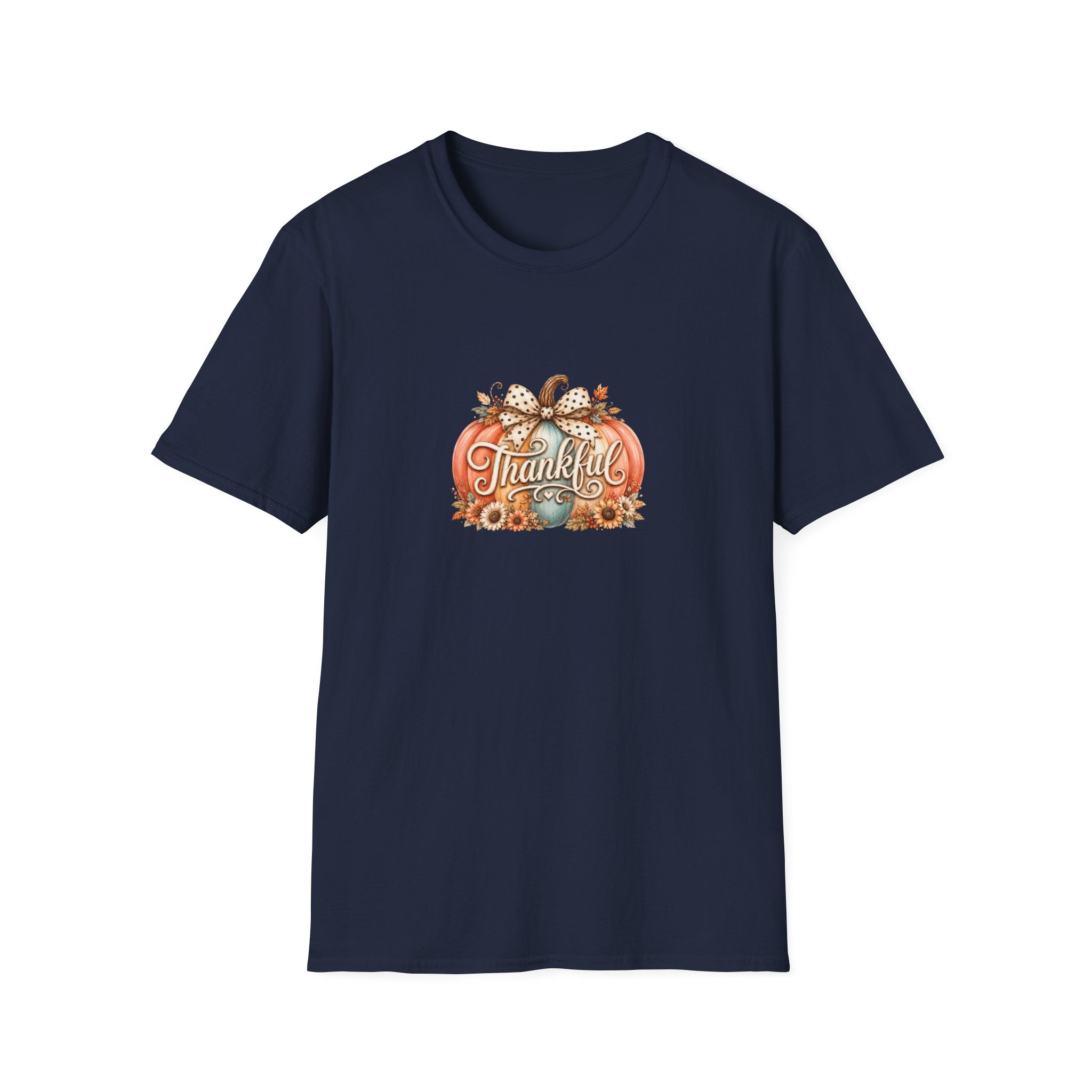 Thankful Pumpkin T-Shirt — Cute Fall Thanksgiving Gift for Women Graphic Tee