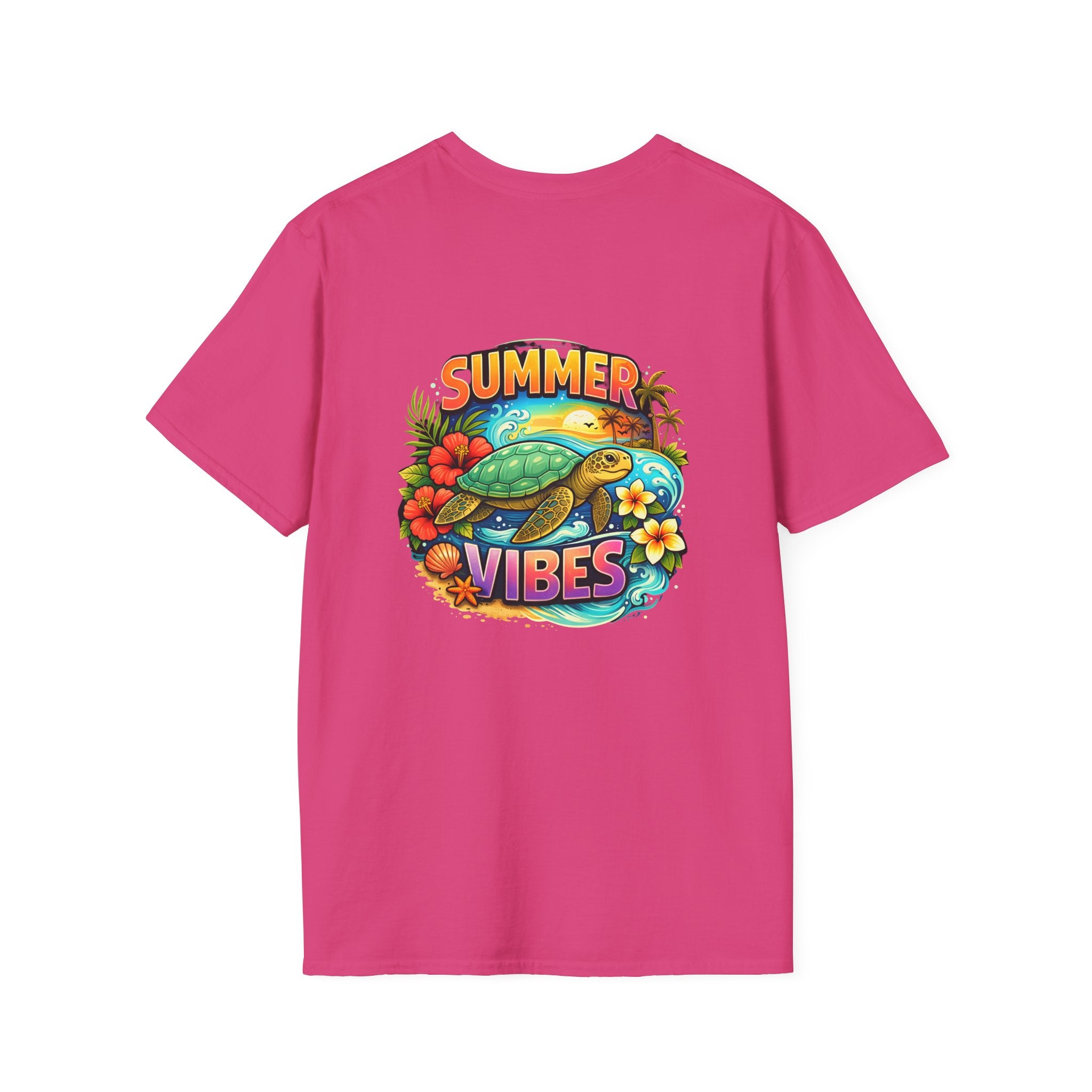 Summer Vibes Sea Turtle T-Shirt — Cute Beach Gift for Women Surf Floral Graphic Tee