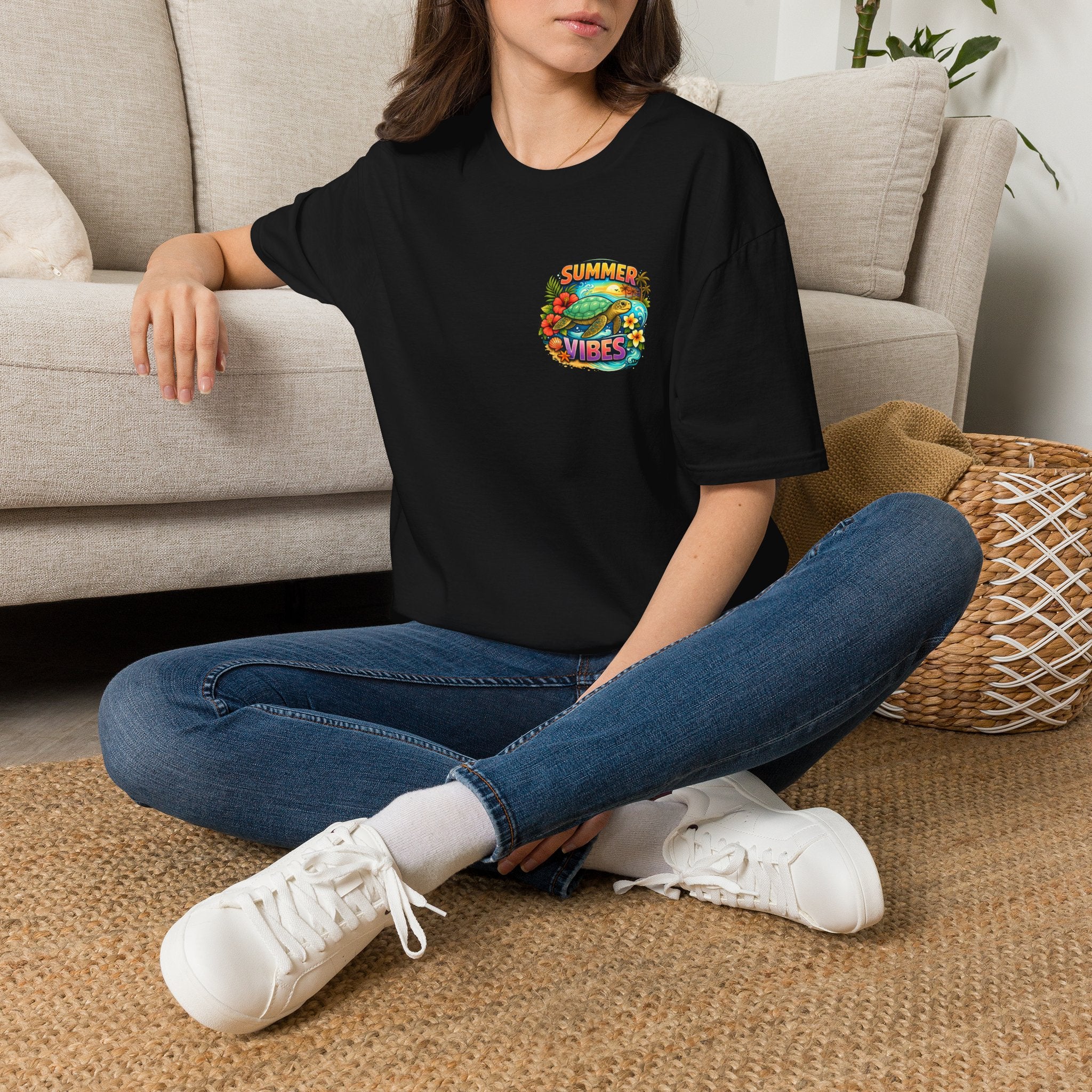 Summer Vibes Sea Turtle T-Shirt — Cute Beach Gift for Women Surf Floral Graphic Tee