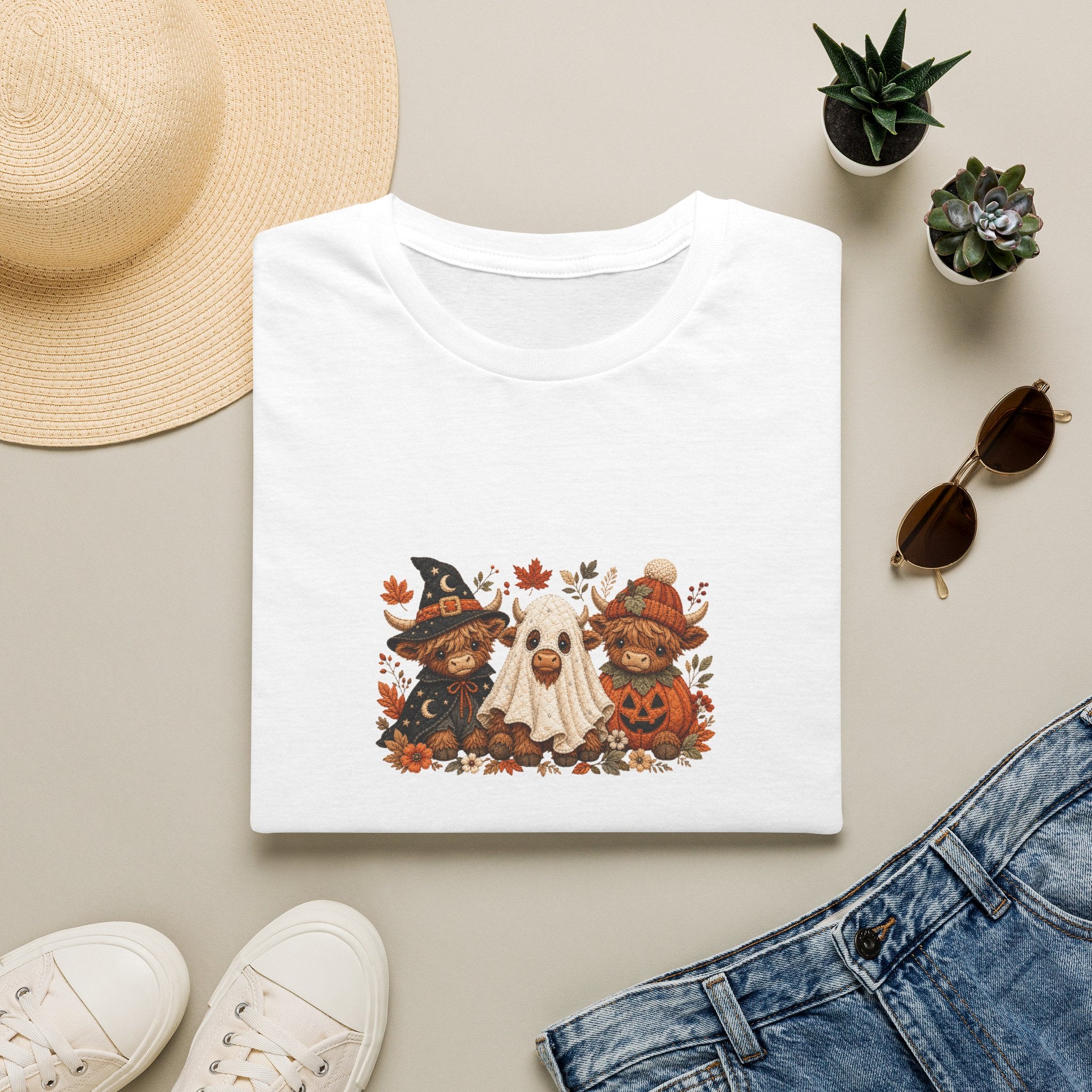 Halloween Cows Trio T-Shirt — Cute Funny Gift for Her Ghost & Pumpkin Fall Tee