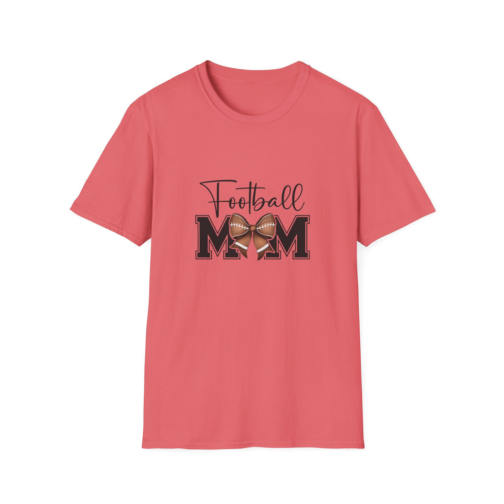 Football Mom Script T-Shirt — Cute Bow Gift for Proud Moms Game Day Graphic Tee