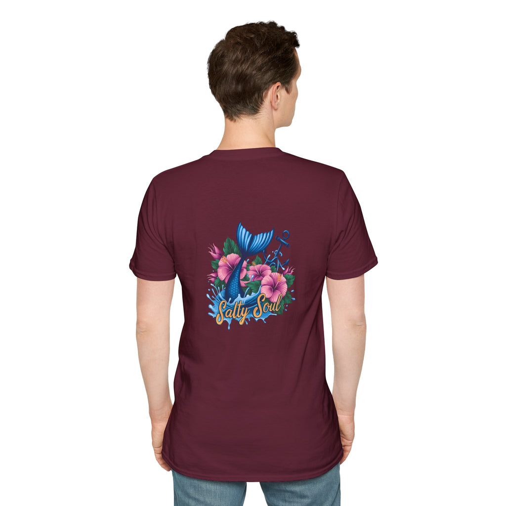 Salty Soul Mermaid Anchor Floral T-Shirt — Cute Beach Gift for Women Nautical Tee