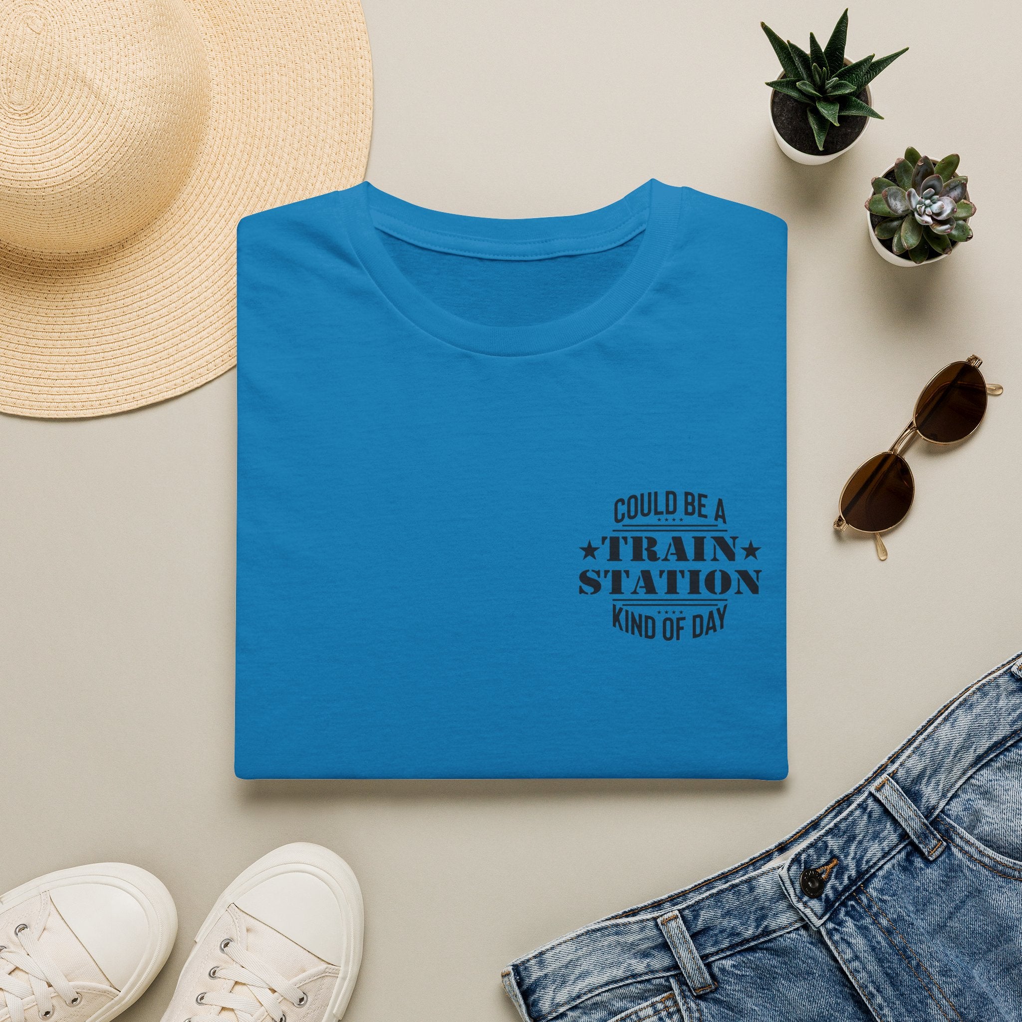 Could Be a Train Station Kind of Day T-Shirt — Funny Sarcastic Gift for Her Pocket Tee