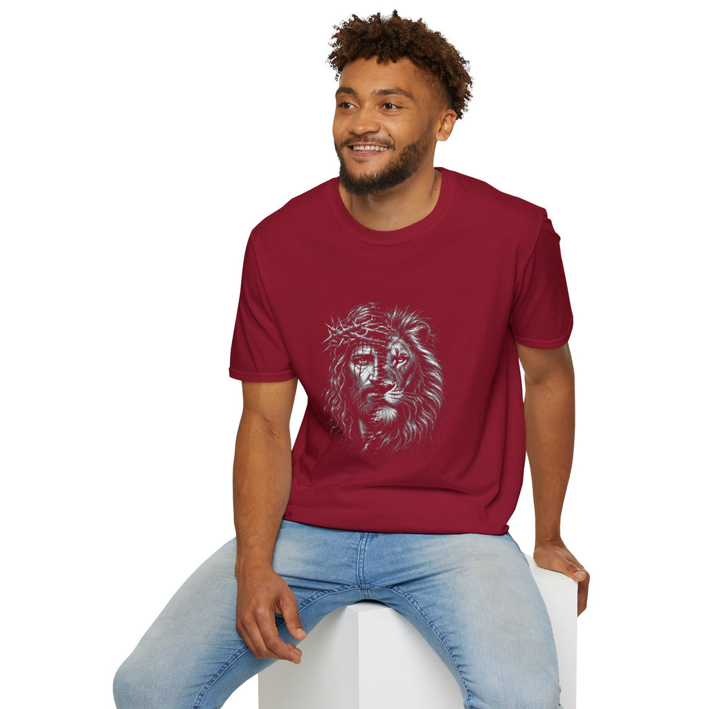 Lion of Judah T-Shirt — Crown of Thorns Half-Face Lion Christian Graphic Tee