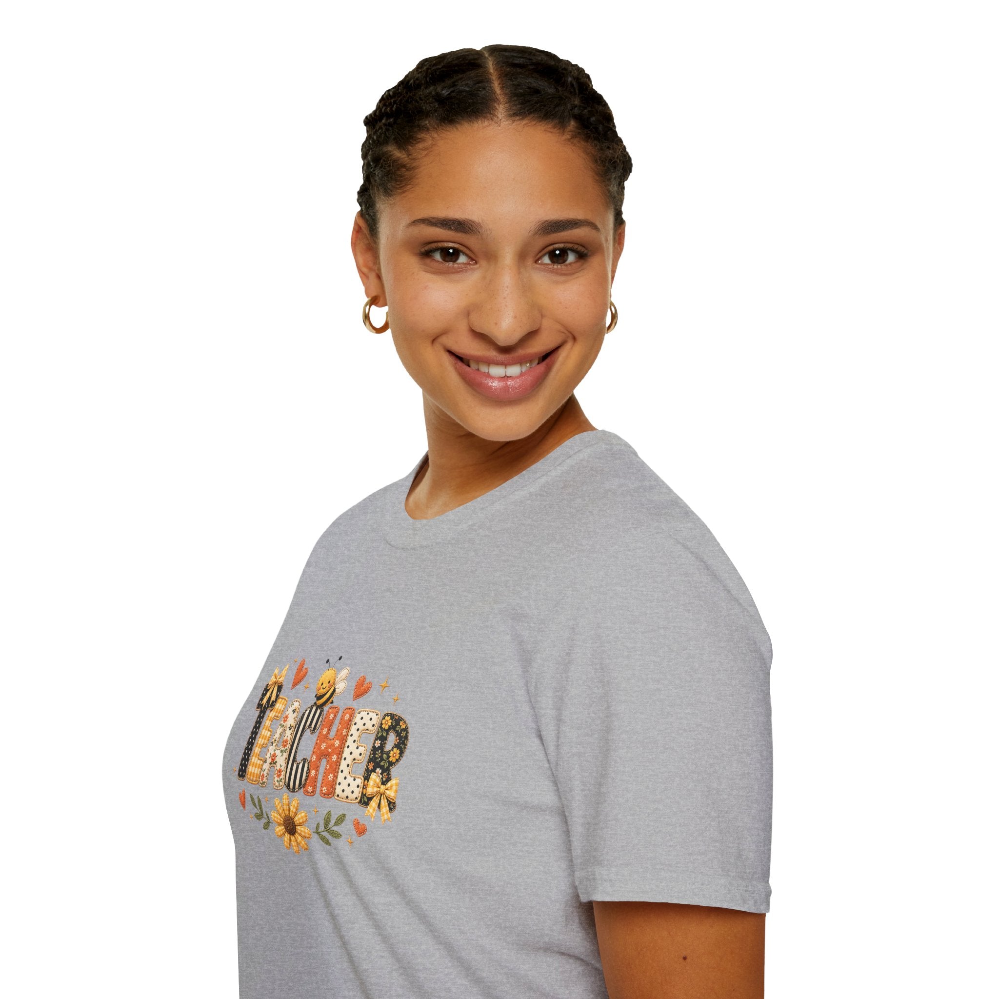 Teacher Floral Bee T-Shirt — Cute Back-to-School Gift for Teachers Graphic Tee