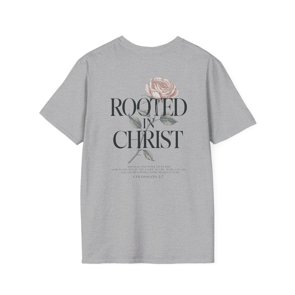Rooted in Christ Floral T-Shirt — Christian Gift for Women Faith Graphic Tee