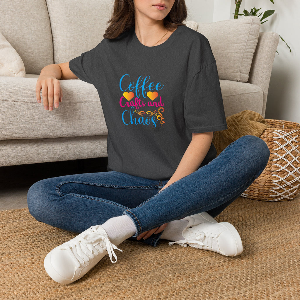 Coffee Crafts and Chaos T-Shirt — Funny Gift for Crafty Women Sarcastic Graphic Tee