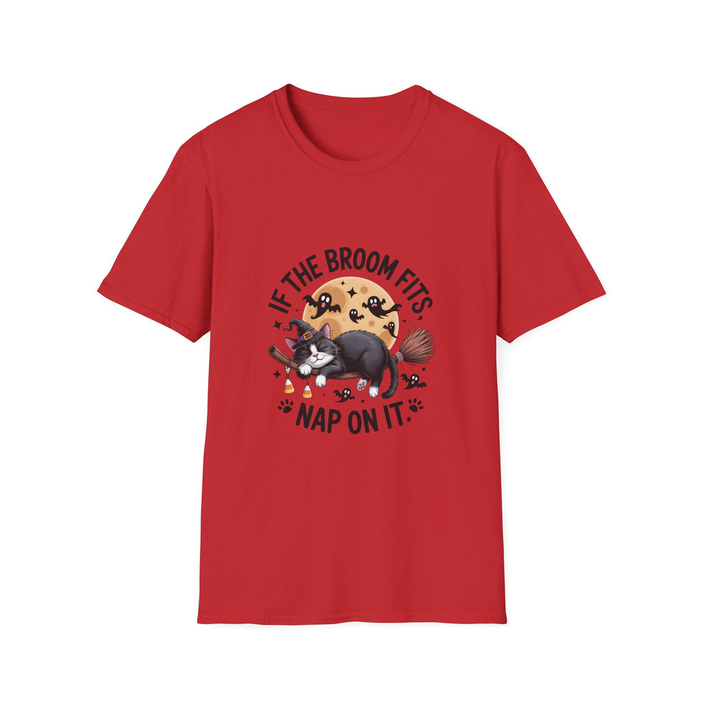 If the Broom Fits Nap on It Cat T-Shirt — Funny Halloween Gift for Women Witchy Tee