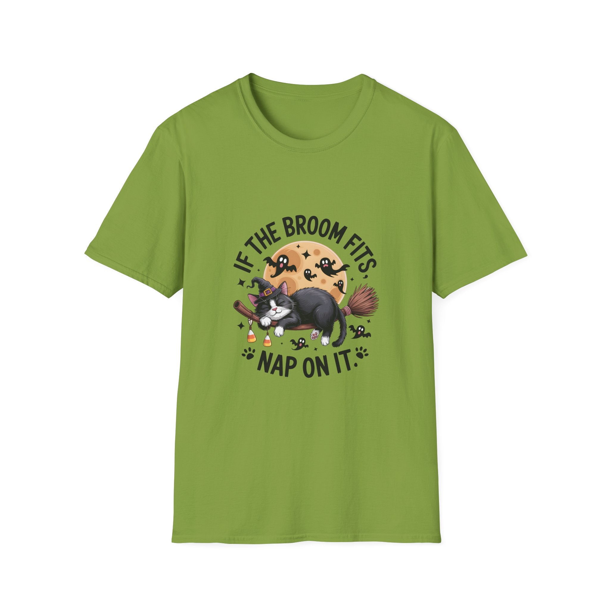 If the Broom Fits Nap on It Cat T-Shirt — Funny Halloween Gift for Women Witchy Tee