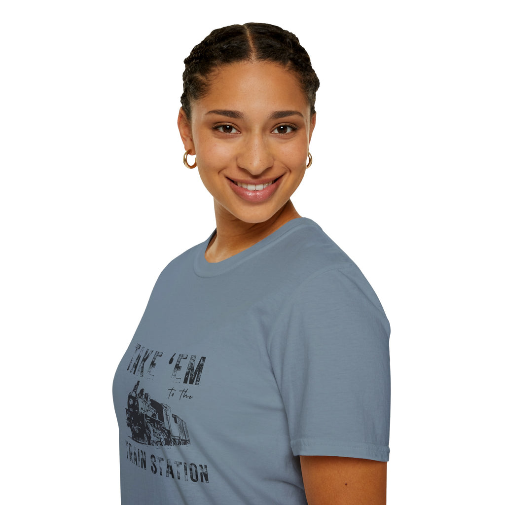 Take 'Em to the Train Station T-Shirt — Funny Sarcastic Gift Vintage Engine Graphic Tee