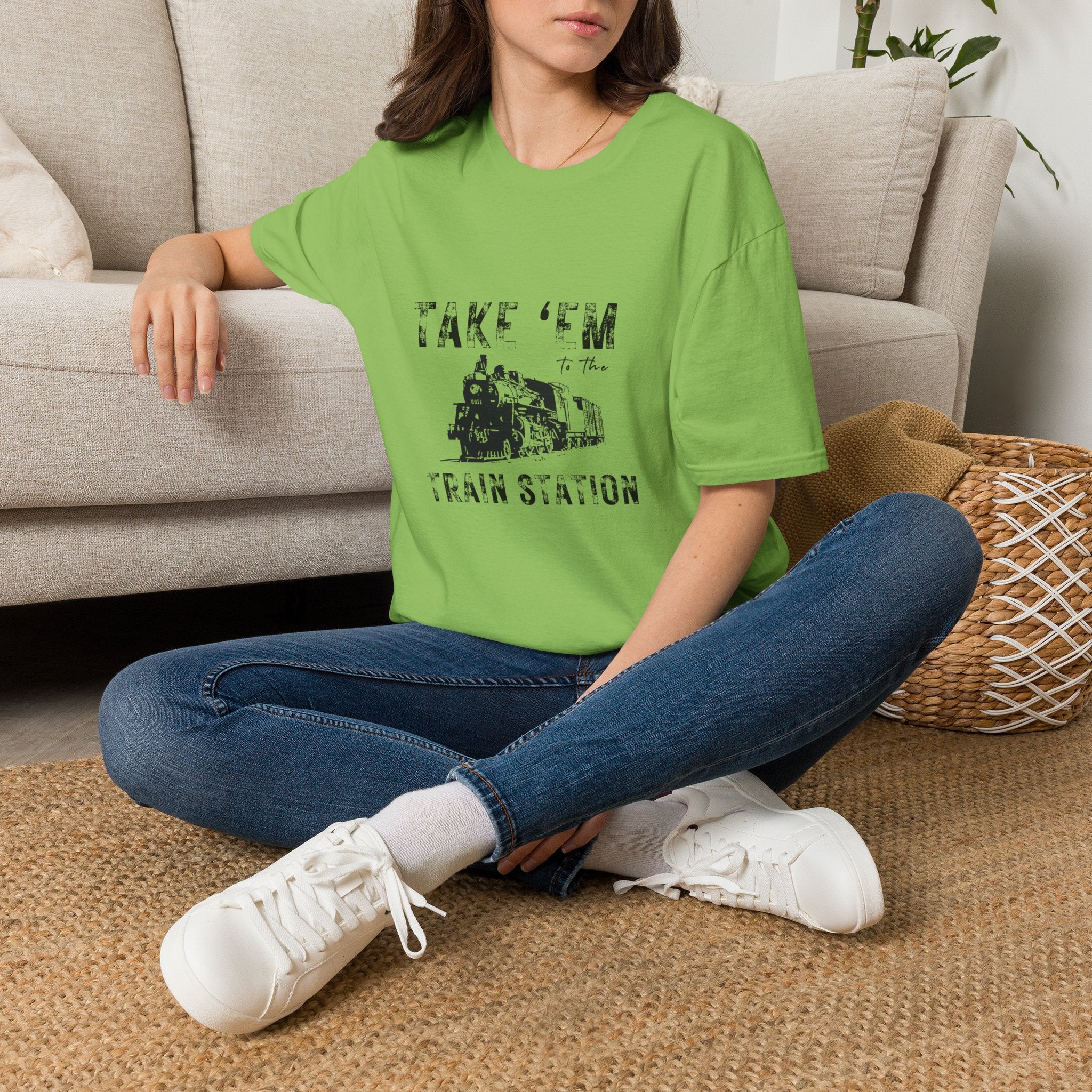Take 'Em to the Train Station T-Shirt — Funny Sarcastic Gift Vintage Engine Graphic Tee