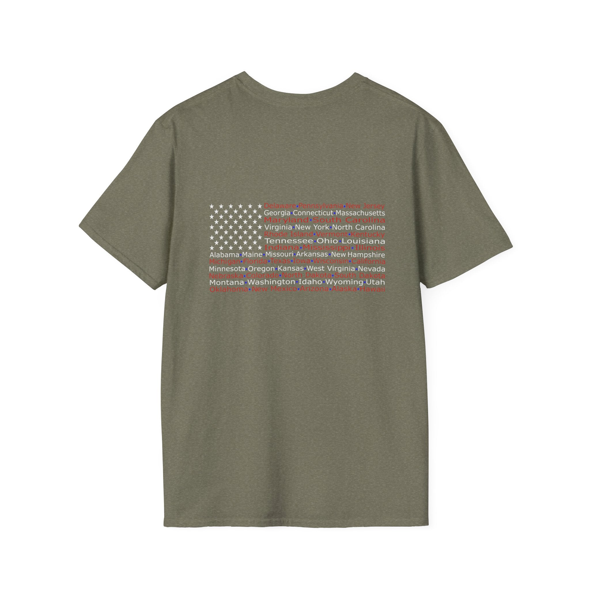 United American Flag T-Shirt — Patriotic Gift for Him Red Chest Graphic Tee