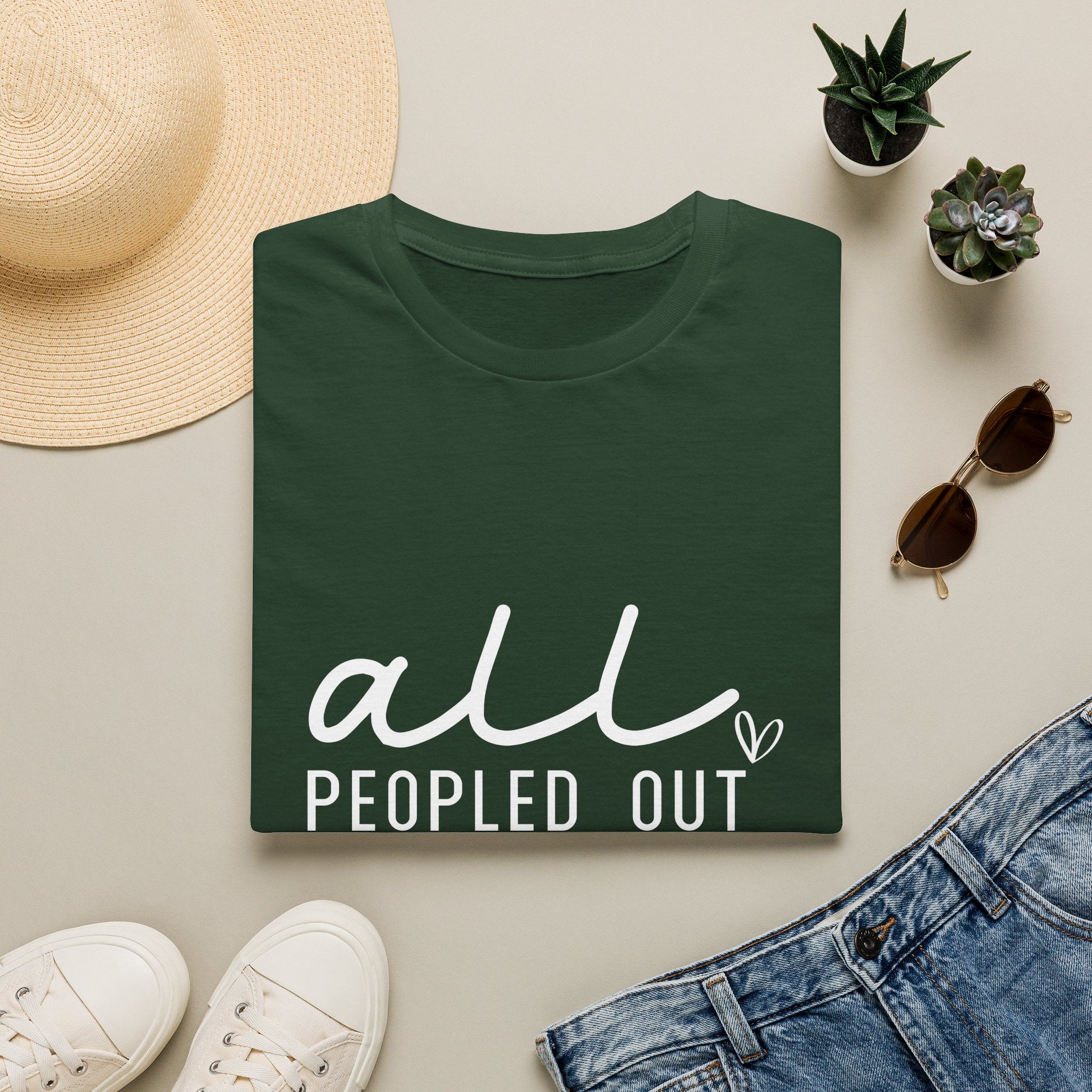 All Peopled Out T-Shirt — Funny Introvert Gift for Her Sarcastic Anti-Social Tee