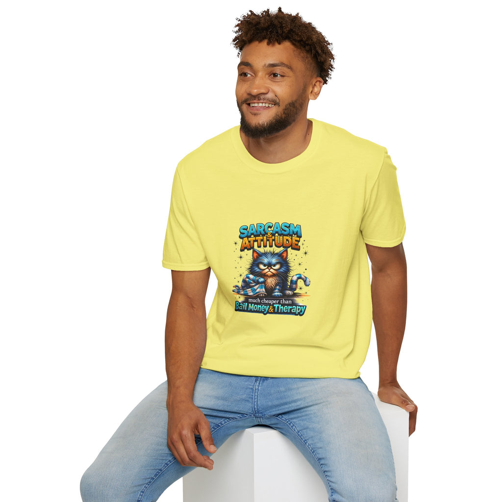 Sarcasm & Attitude Grumpy Cat T-Shirt — Funny Sarcastic Gift for Her Graphic Tee