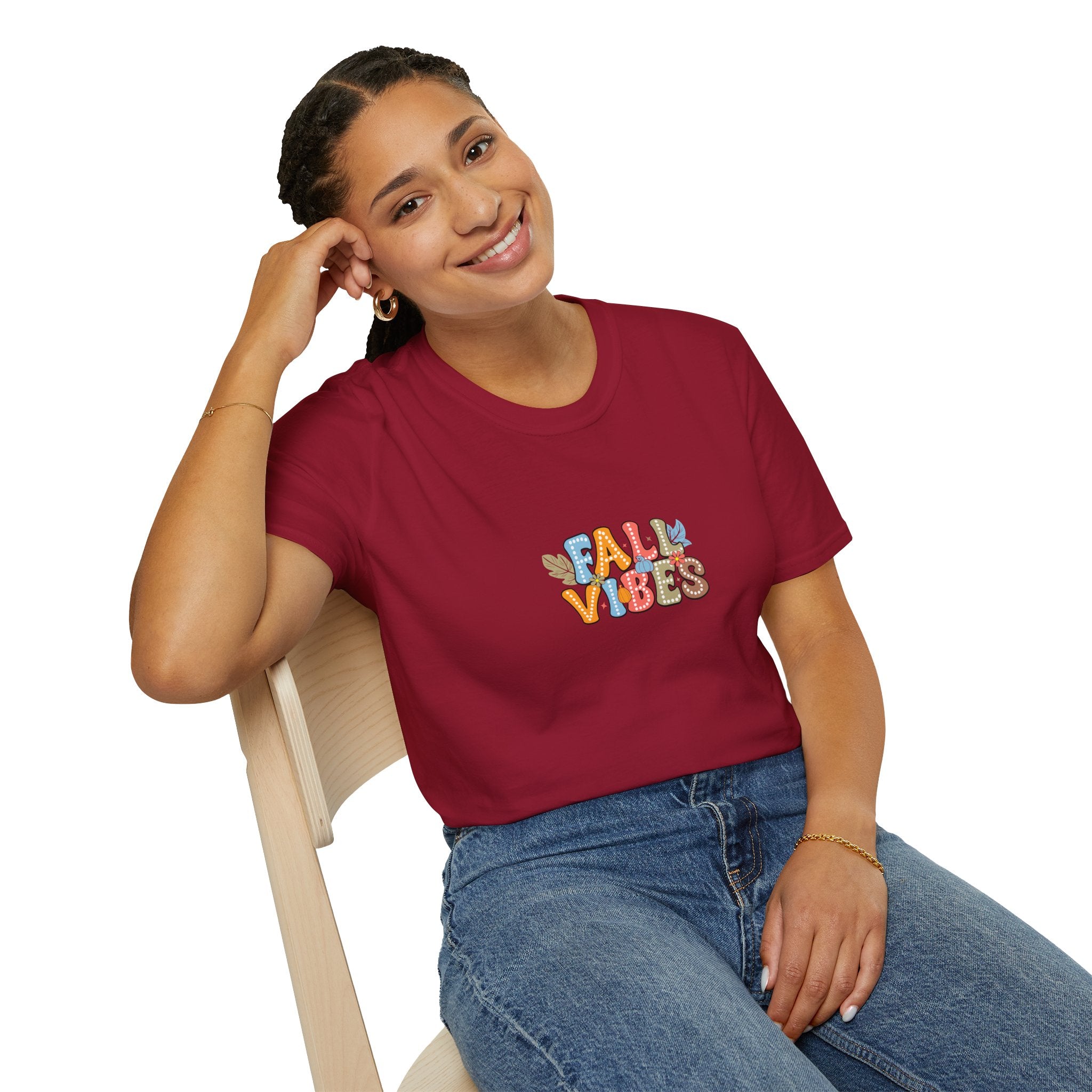Fall Vibes Colorful Autumn T-Shirt — Cute Fall Gift for Women Graphic Tee