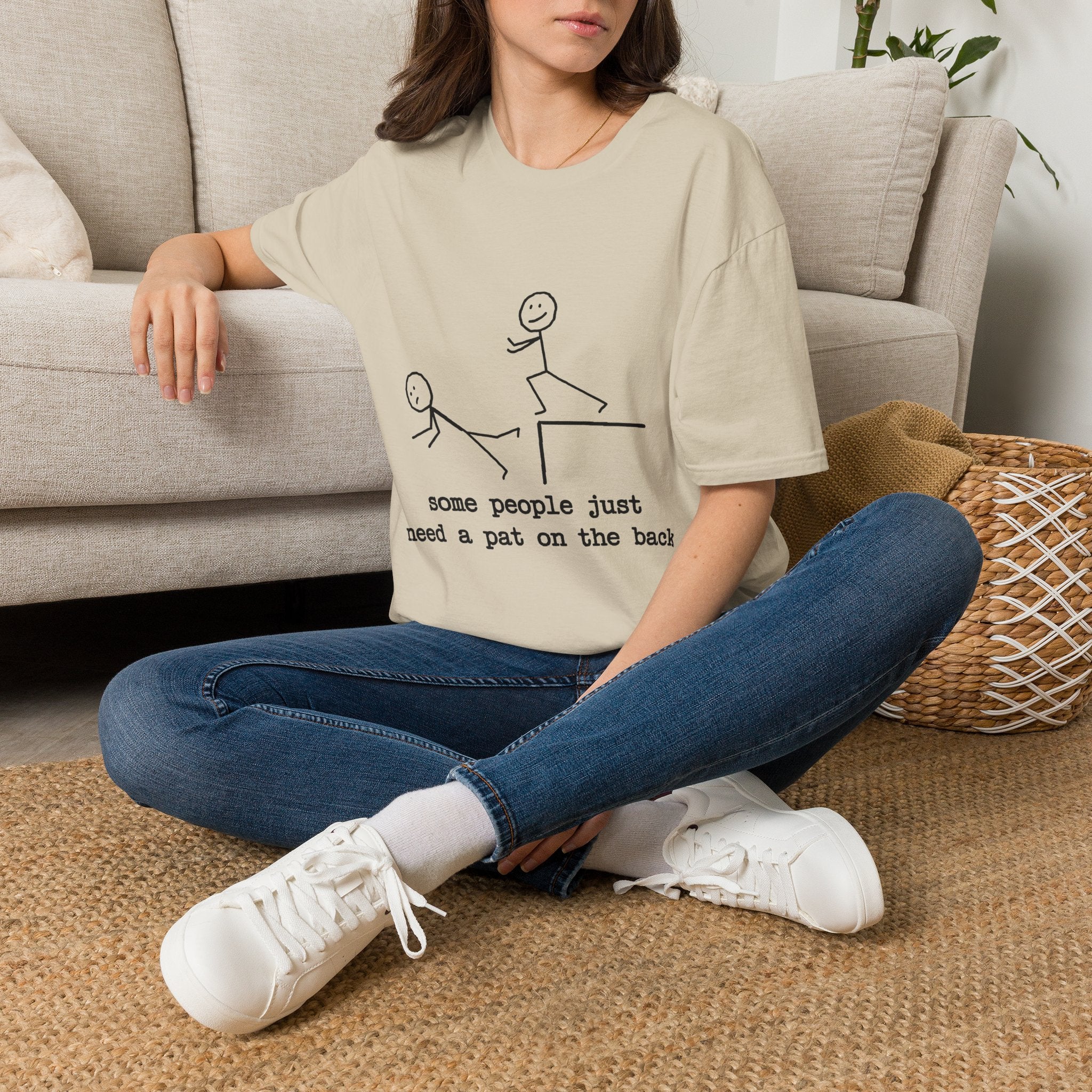 T-Shirt — "Some People Just Need a Pat on the Back" Stick Figure Humor Tee