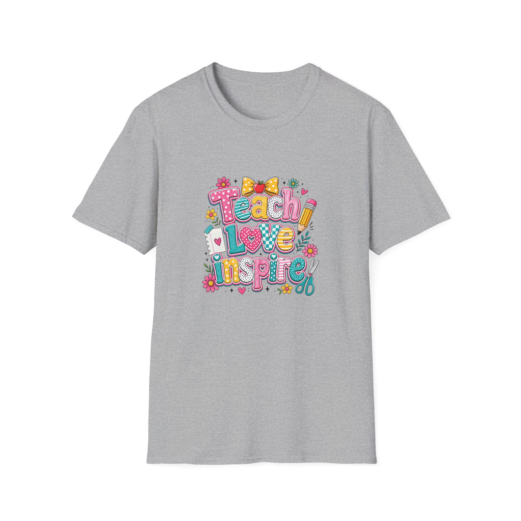 Teach Love Inspire T-Shirt — Cute Colorful Teacher Gift School Appreciation Tee