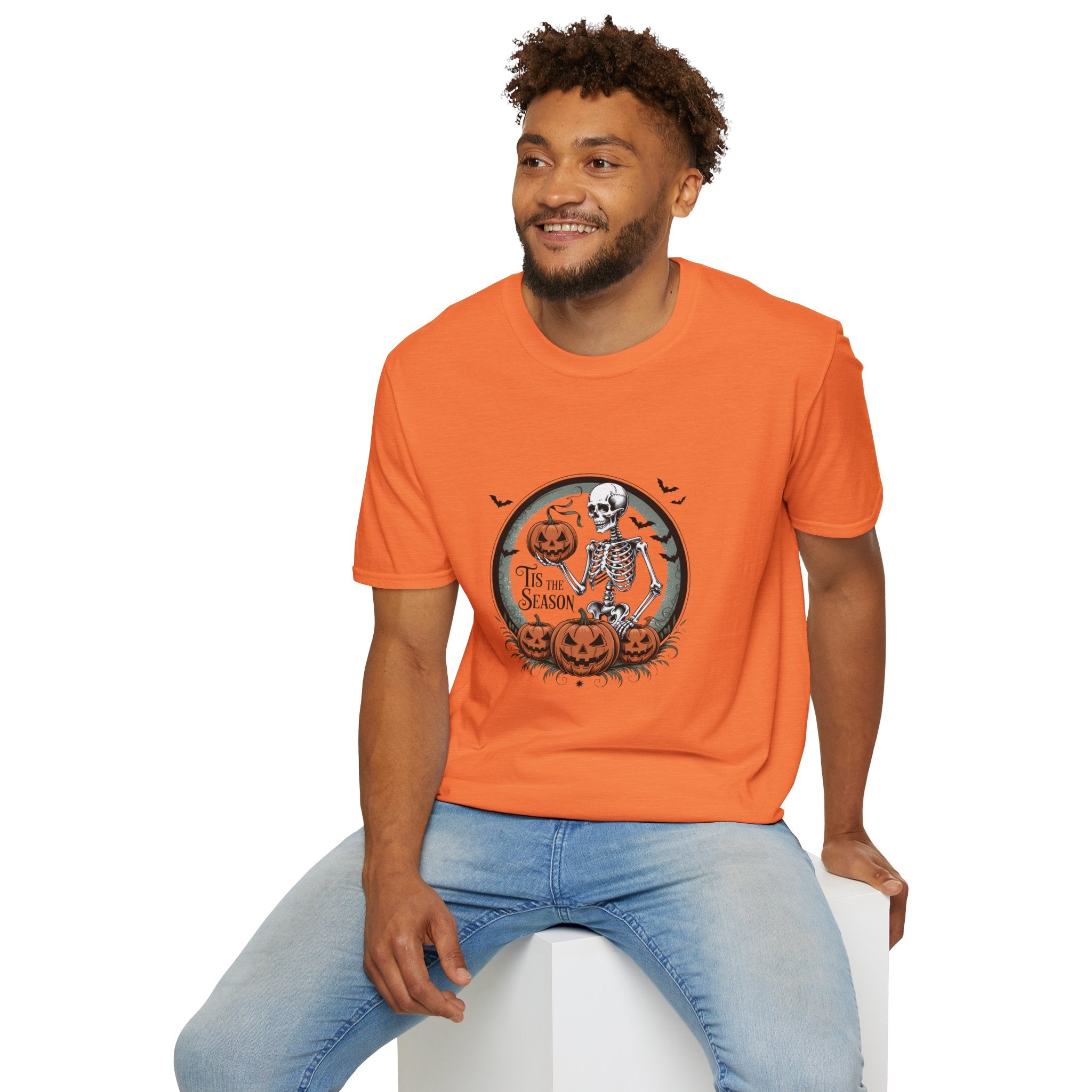 Tis the Season Skeleton Pumpkin T-Shirt — Funny Halloween Gift for Women Graphic Tee