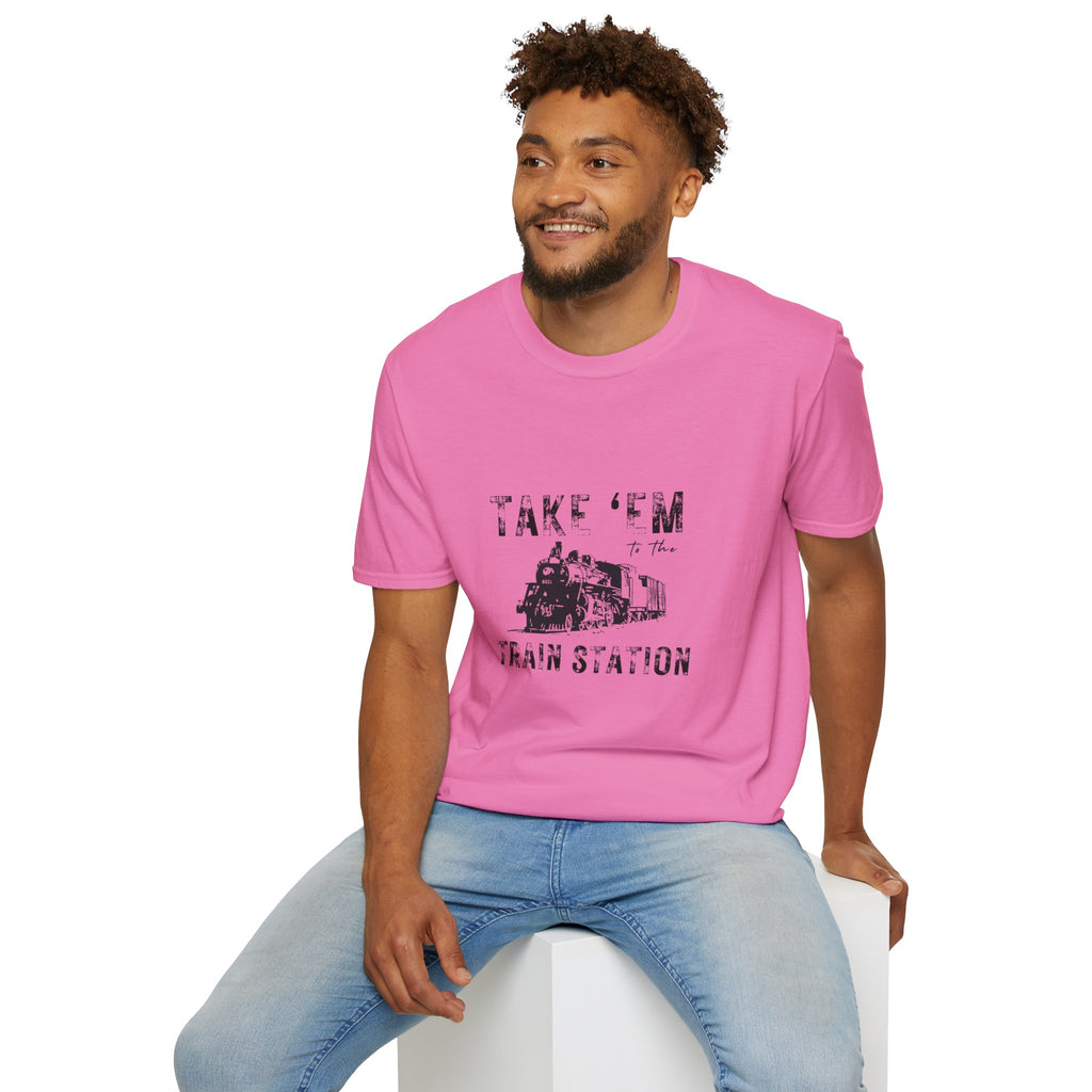 Take 'Em to the Train Station T-Shirt — Funny Sarcastic Gift Vintage Engine Graphic Tee