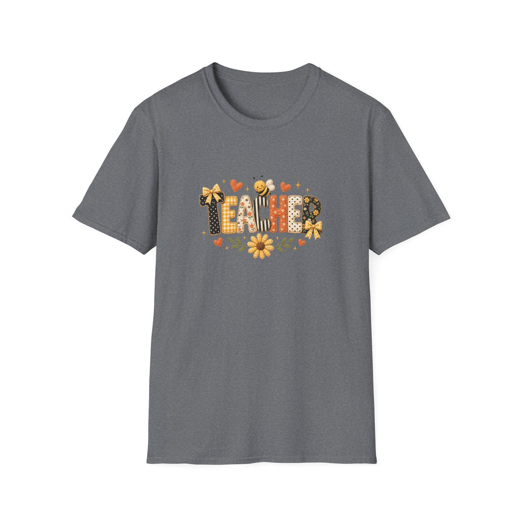 Teacher Floral Bee T-Shirt — Cute Back-to-School Gift for Teachers Graphic Tee
