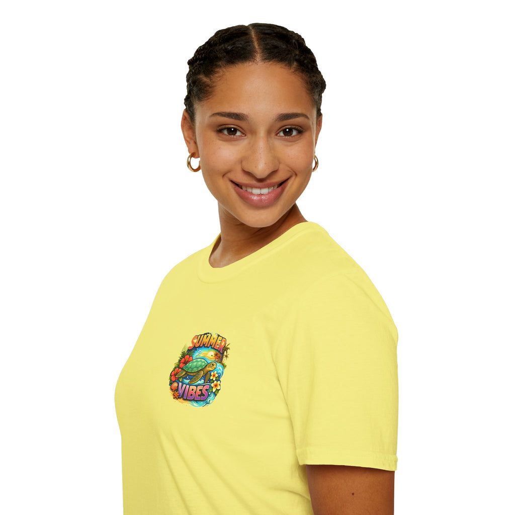 Summer Vibes Sea Turtle T-Shirt — Cute Beach Gift for Women Surf Floral Graphic Tee