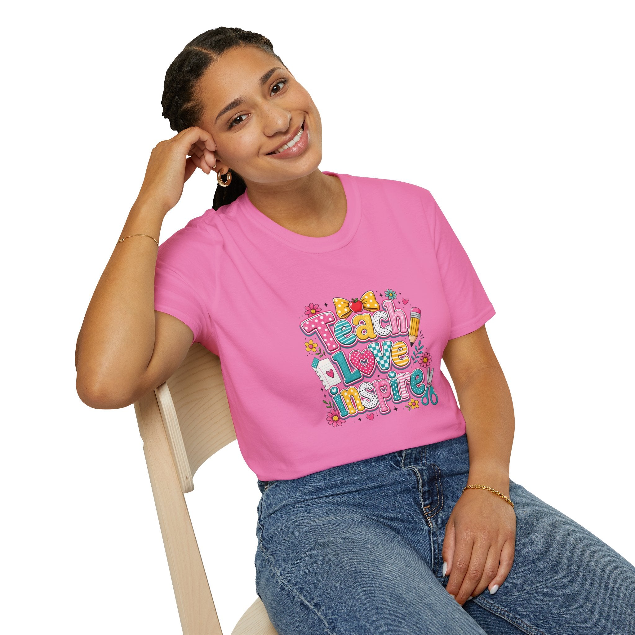 Teach Love Inspire T-Shirt — Cute Colorful Teacher Gift School Appreciation Tee