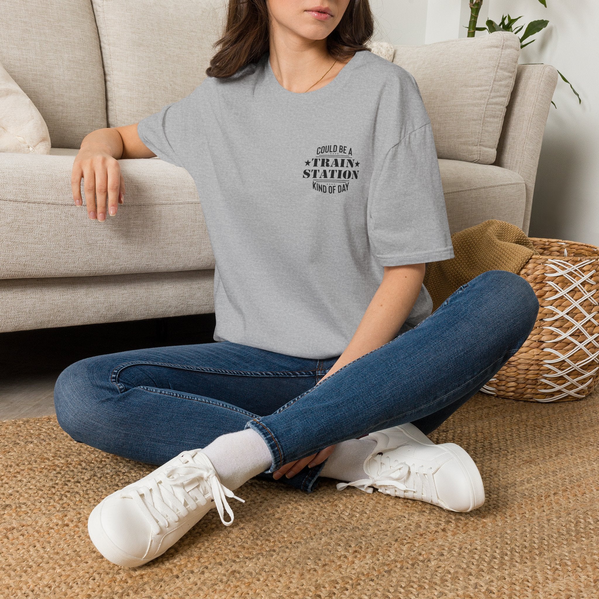 Could Be a Train Station Kind of Day T-Shirt — Funny Sarcastic Gift for Her Pocket Tee