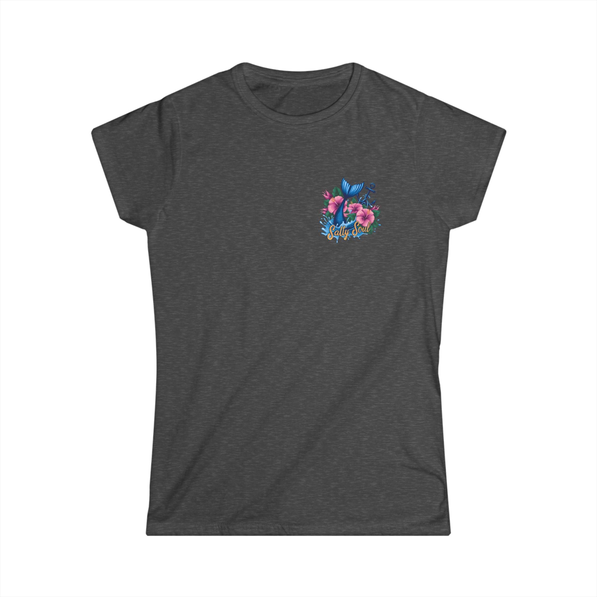 Salty Soul Floral Anchor Beach T-Shirt — Cute Nautical Gift for Women Graphic Tee