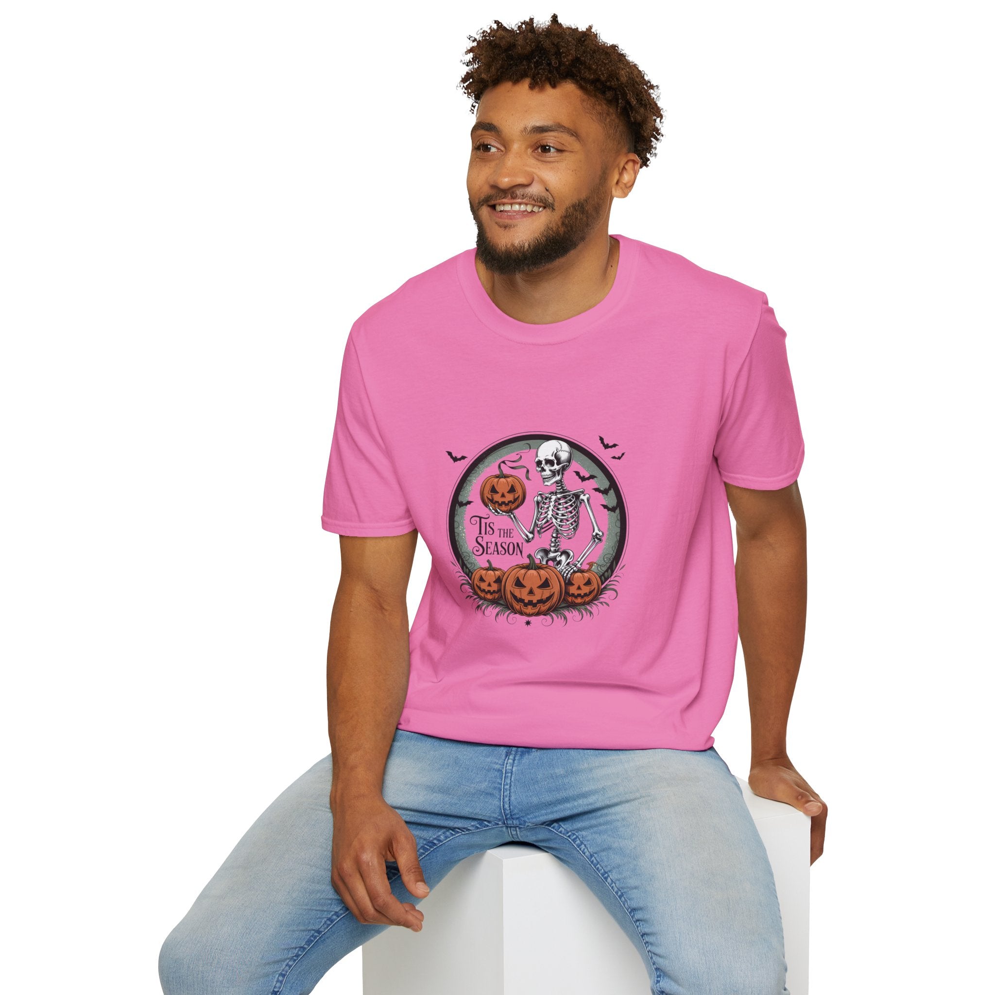 Tis the Season Skeleton Pumpkin T-Shirt — Funny Halloween Gift for Women Graphic Tee