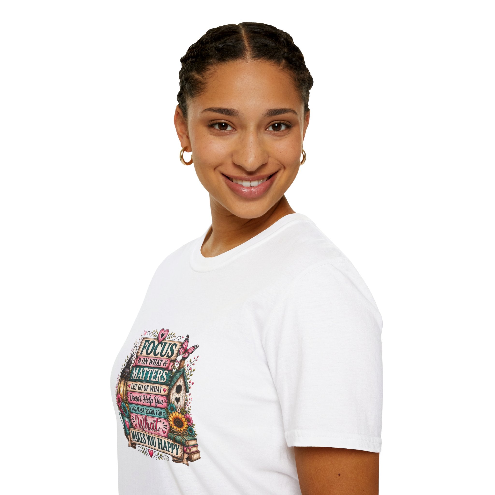 Focus on What Matters Floral T-Shirt — Inspirational Motivational Gift for Women Tee
