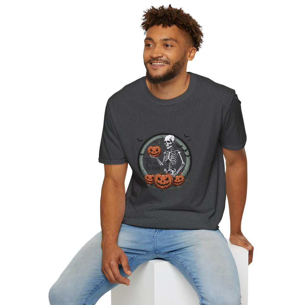 Tis the Season Skeleton Pumpkin T-Shirt — Funny Halloween Gift for Women Graphic Tee