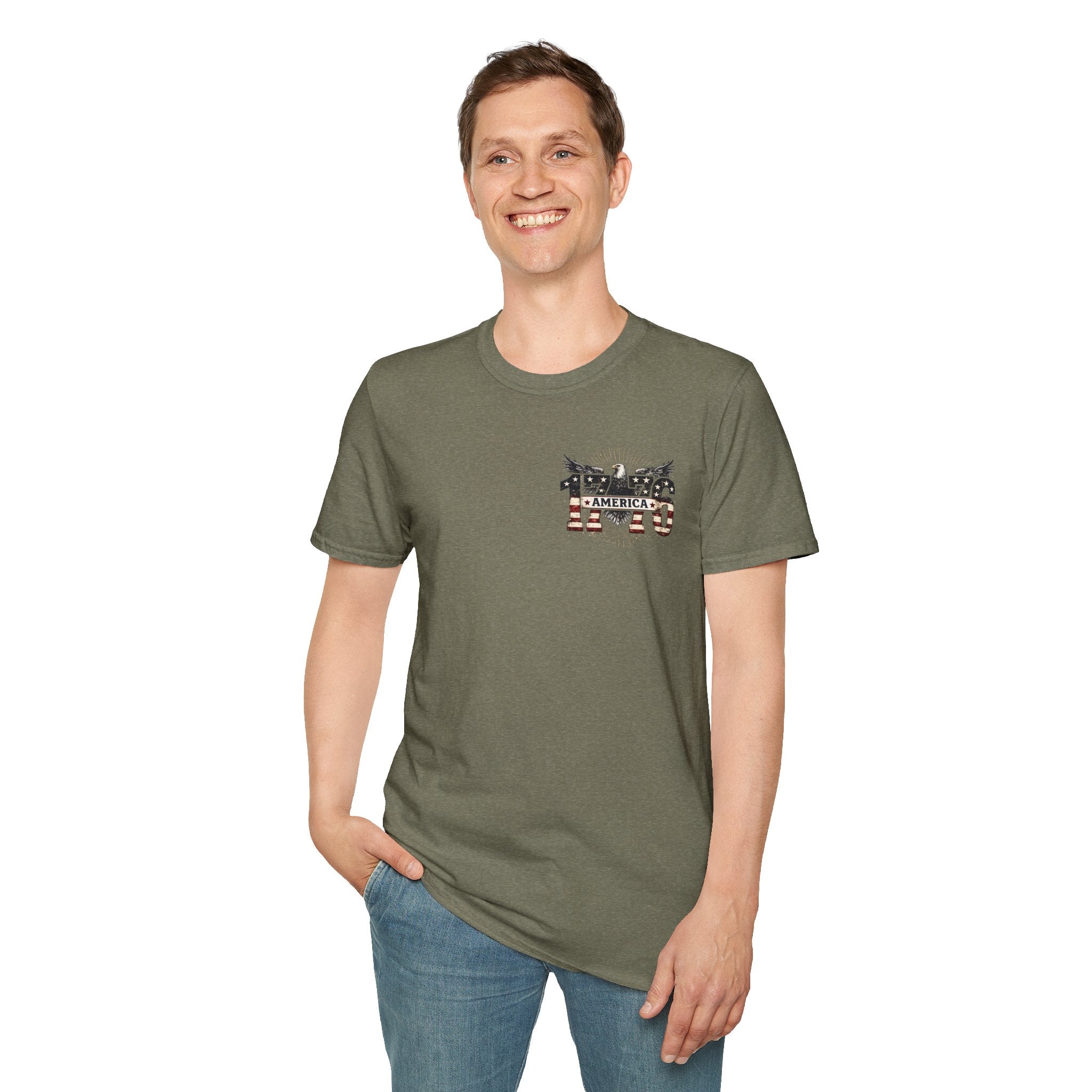 1776 American Flag Eagle T-Shirt — Vintage Patriotic Gift for Him Fourth of July Tee