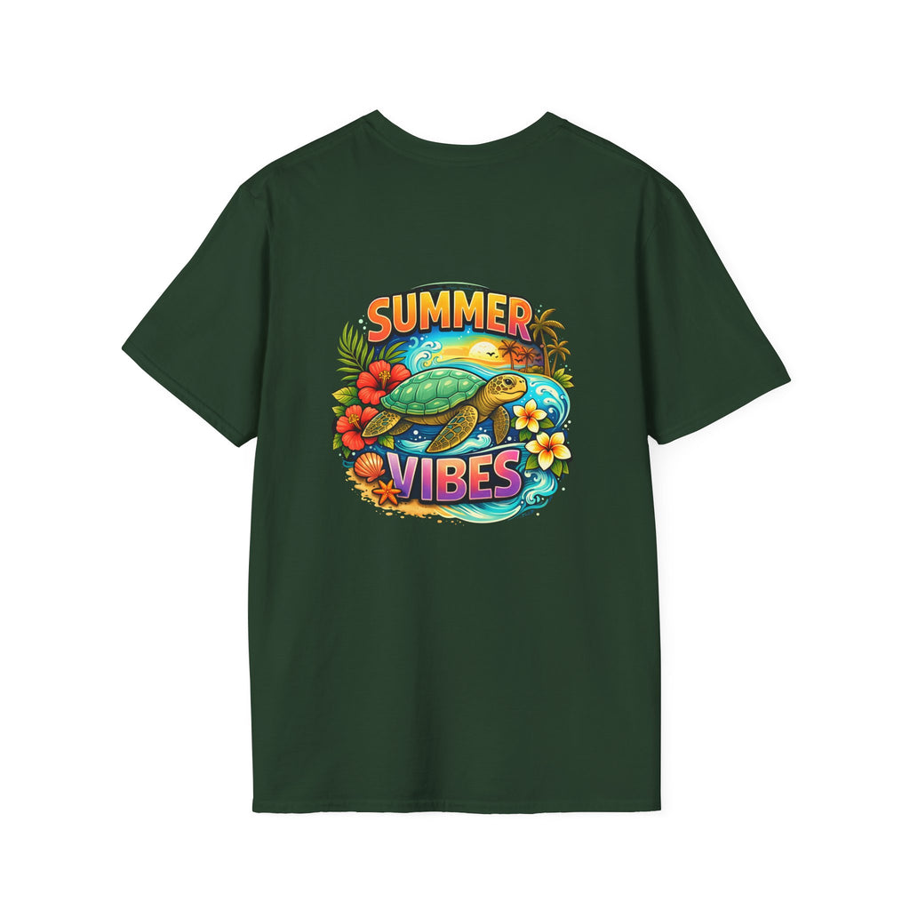 Summer Vibes Sea Turtle T-Shirt — Cute Beach Gift for Women Surf Floral Graphic Tee