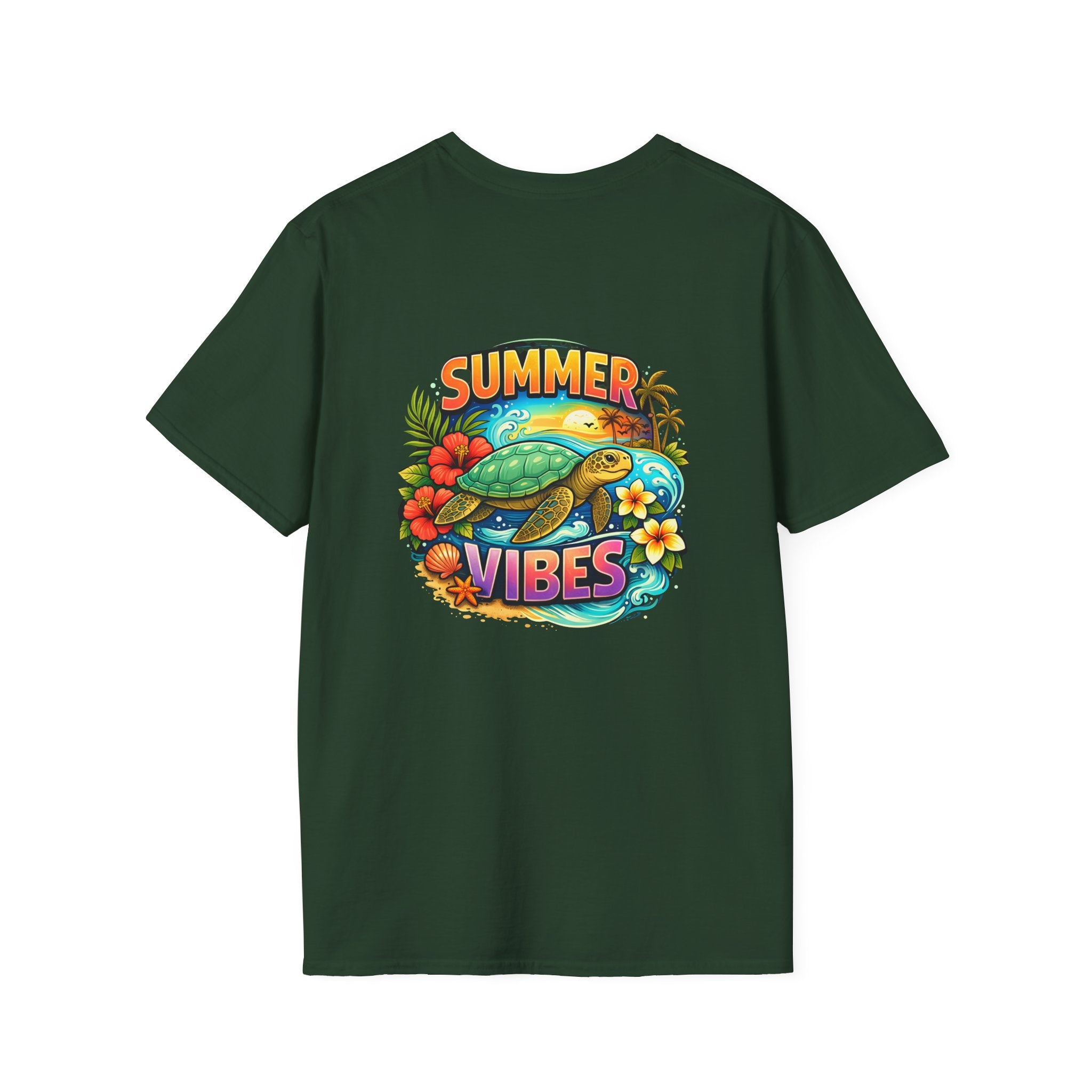 Summer Vibes Sea Turtle T-Shirt — Cute Beach Gift for Women Surf Floral Graphic Tee