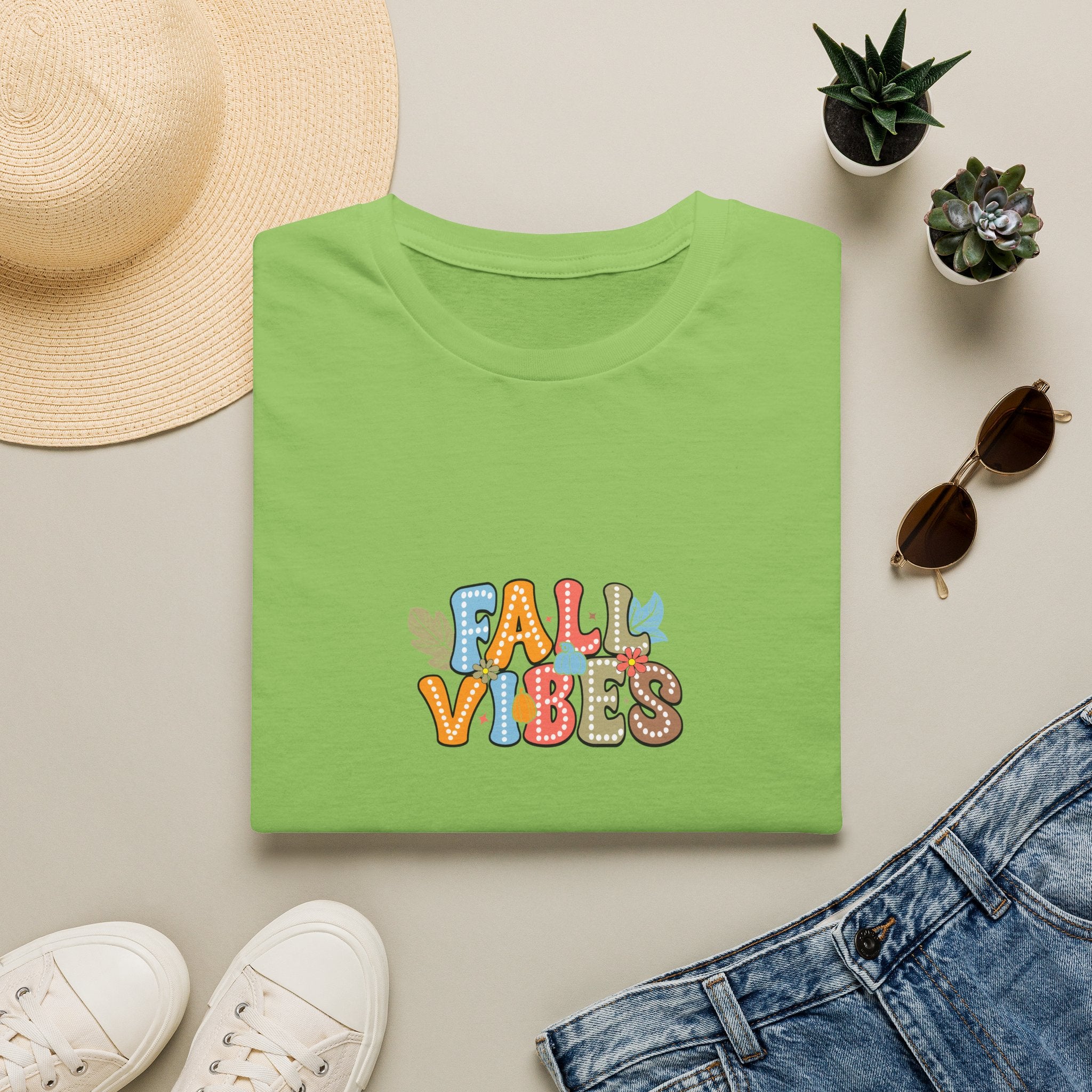 Fall Vibes Colorful Autumn T-Shirt — Cute Fall Gift for Women Graphic Tee
