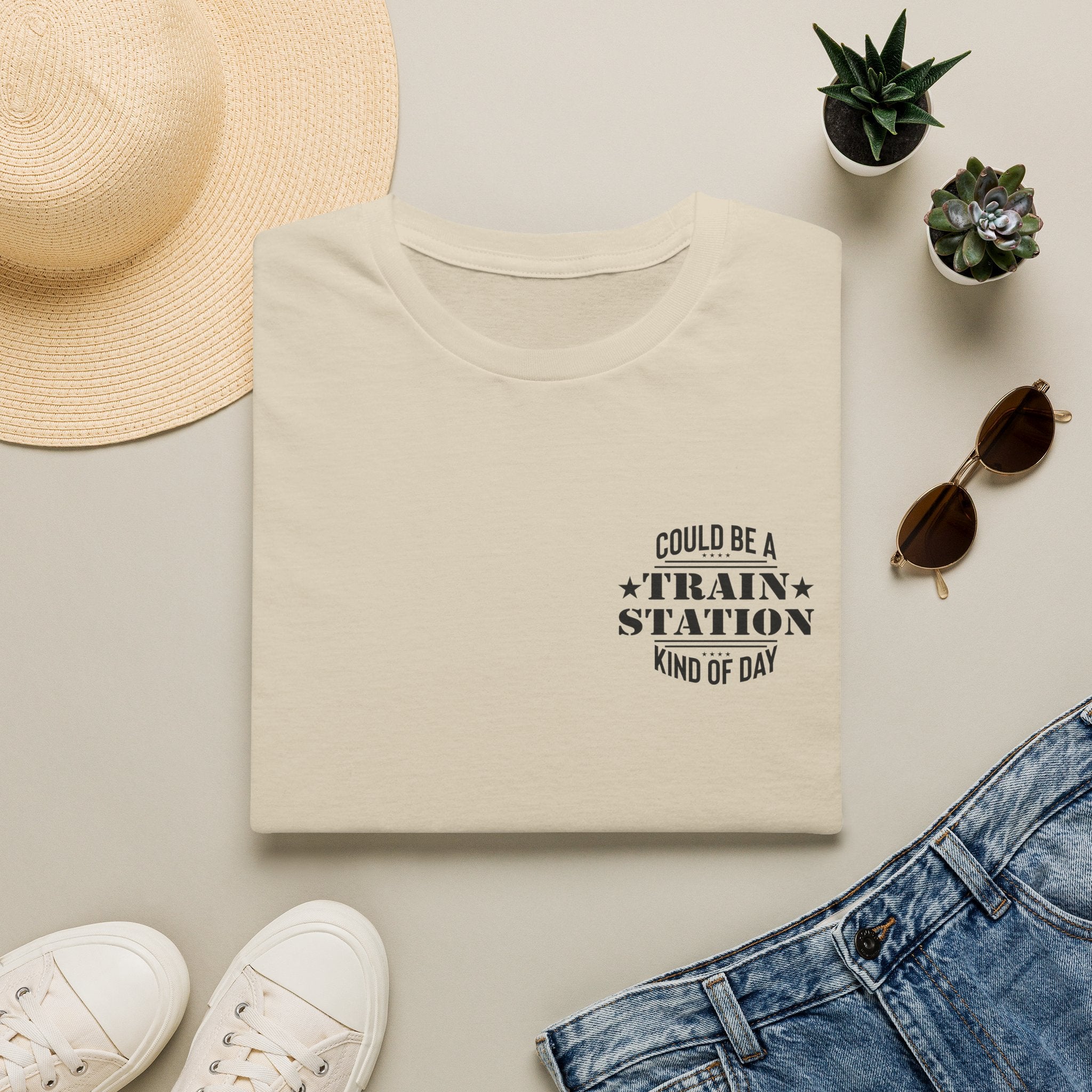 Could Be a Train Station Kind of Day T-Shirt — Funny Sarcastic Gift for Her Pocket Tee