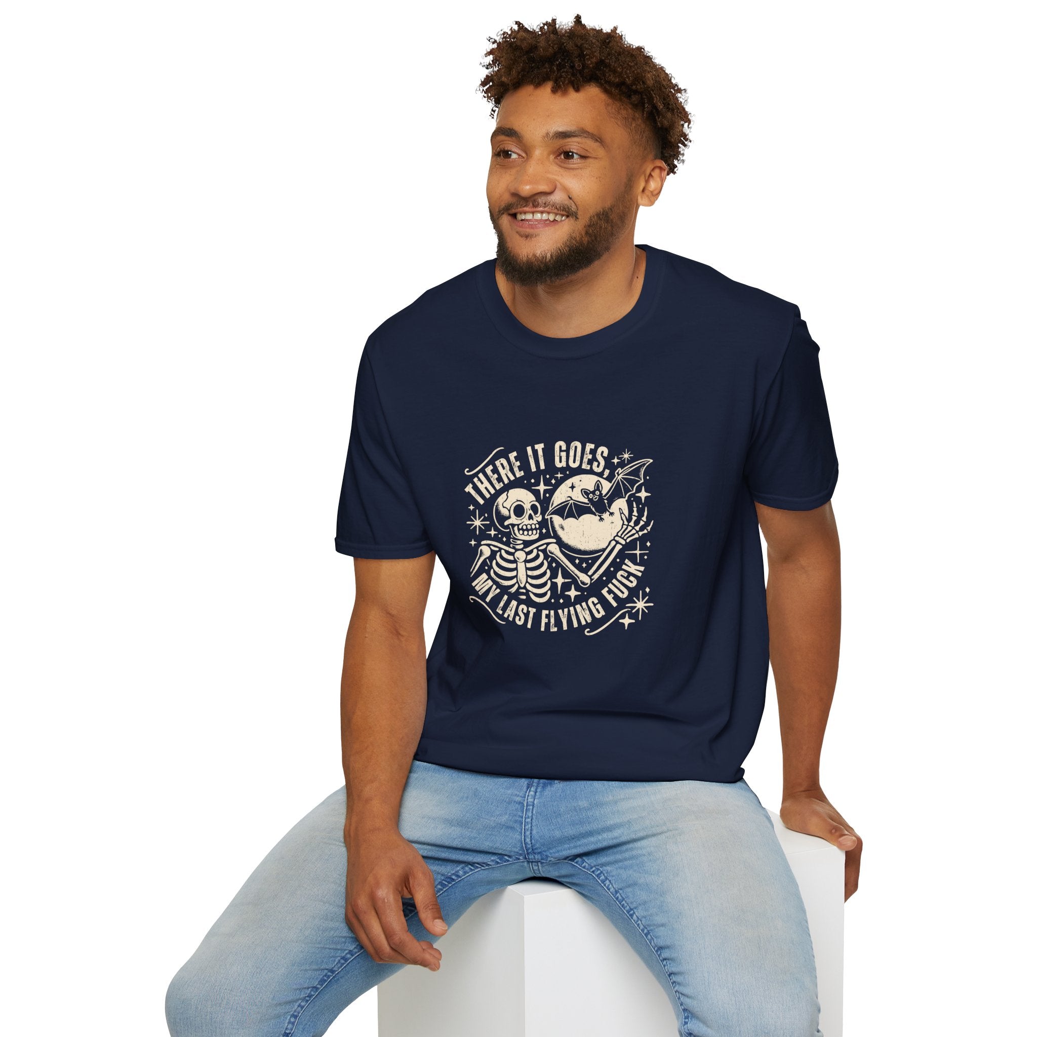 There It Goes Skull Moon & Bat T-Shirt — Cute Halloween Gift for Women Graphic Tee