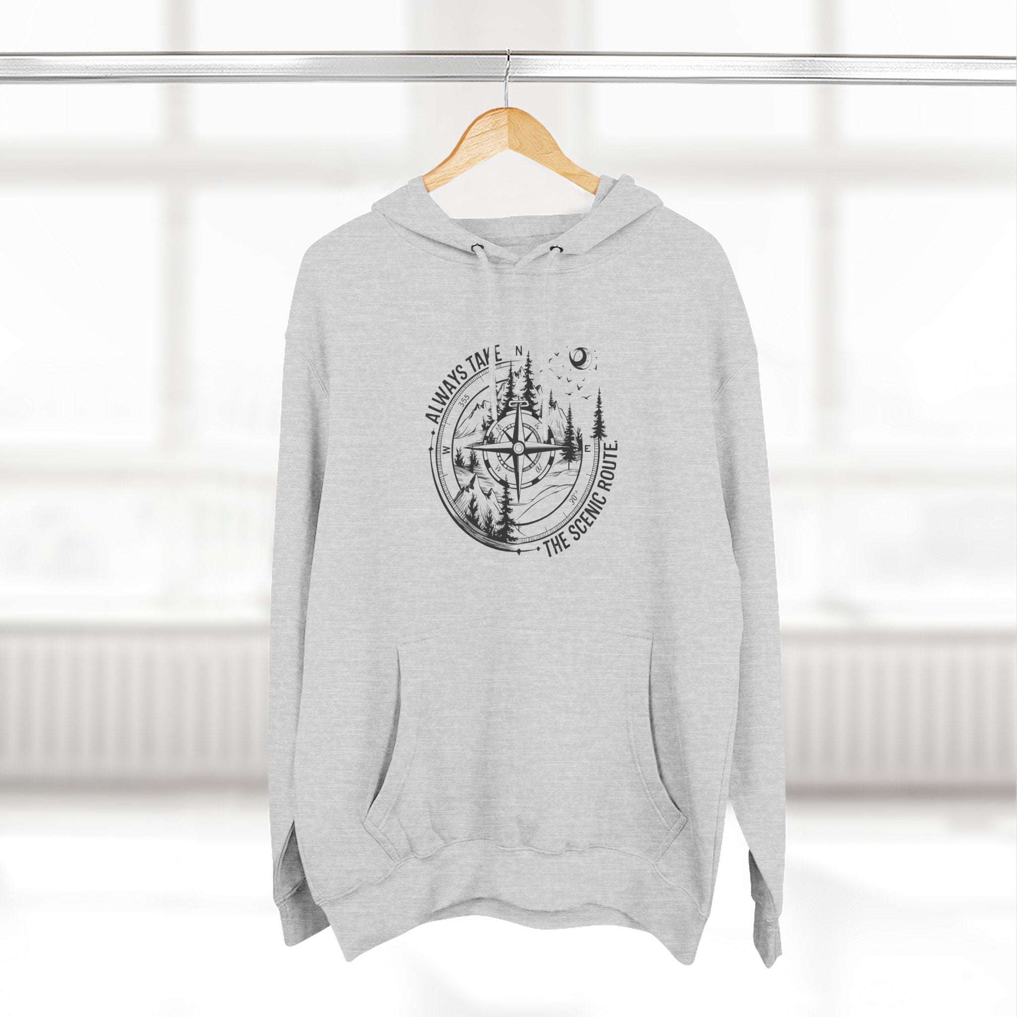 Hoodie — "Always Take the Scenic Route" Camping Graphic Pullover