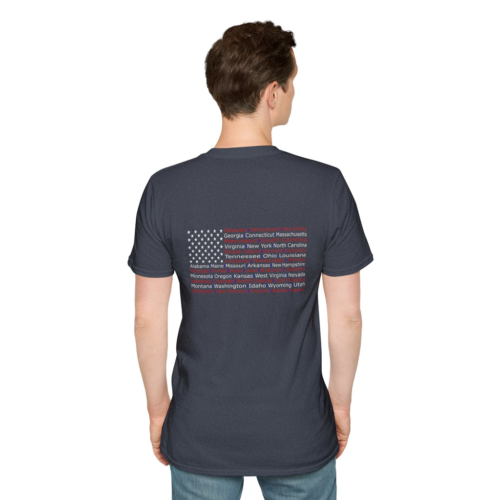 United American Flag T-Shirt — Patriotic Gift for Him Red Chest Graphic Tee