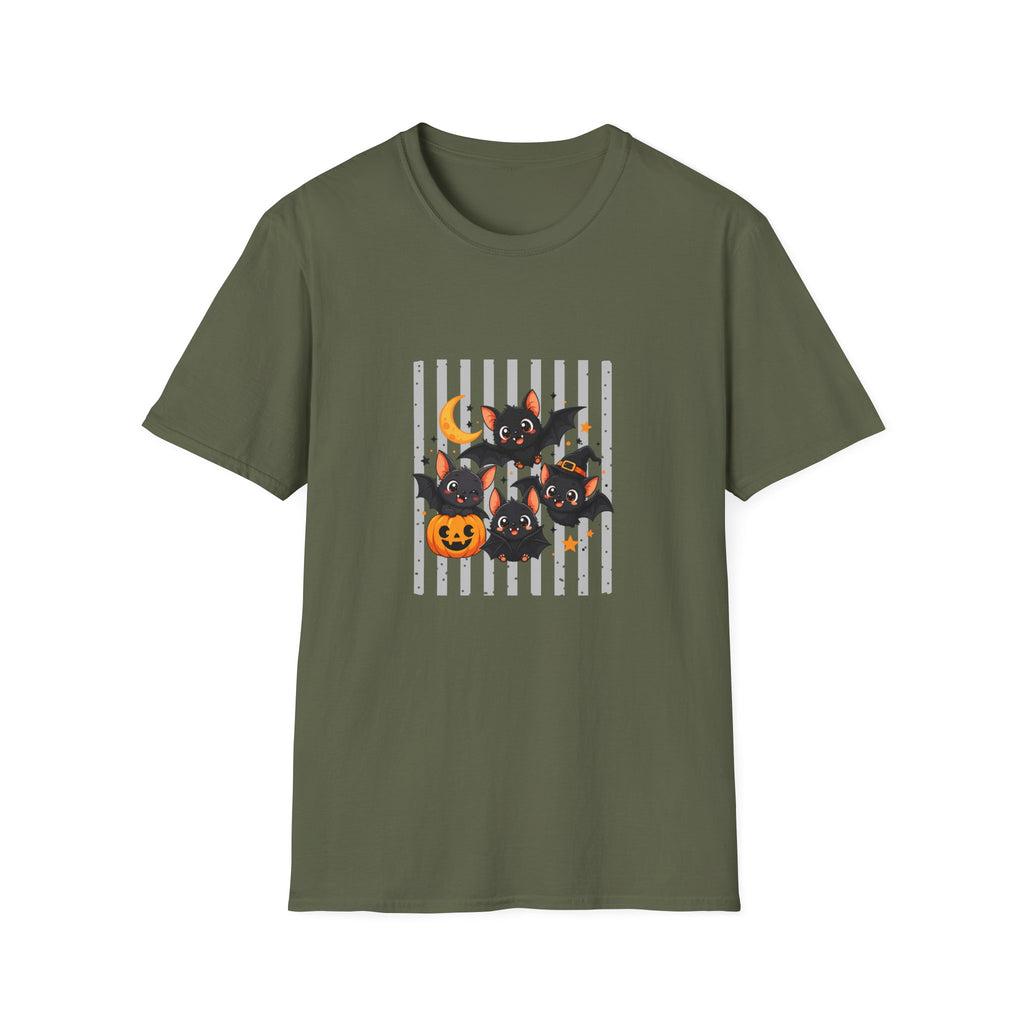 Halloween Bats Pumpkin Moon T-Shirt — Cute Spooky Gift for Women Graphic Tee