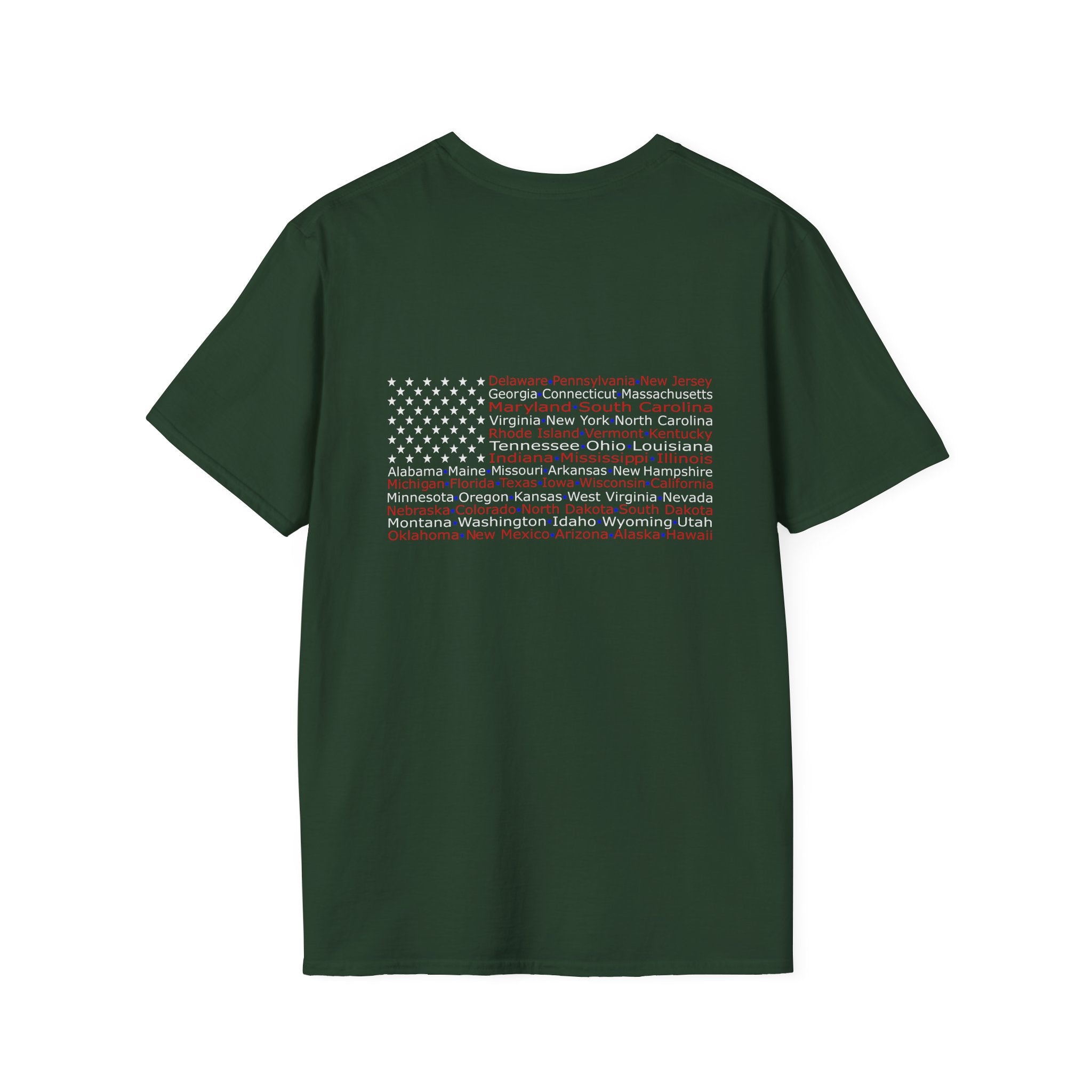 United American Flag T-Shirt — Patriotic Gift for Him Red Chest Graphic Tee