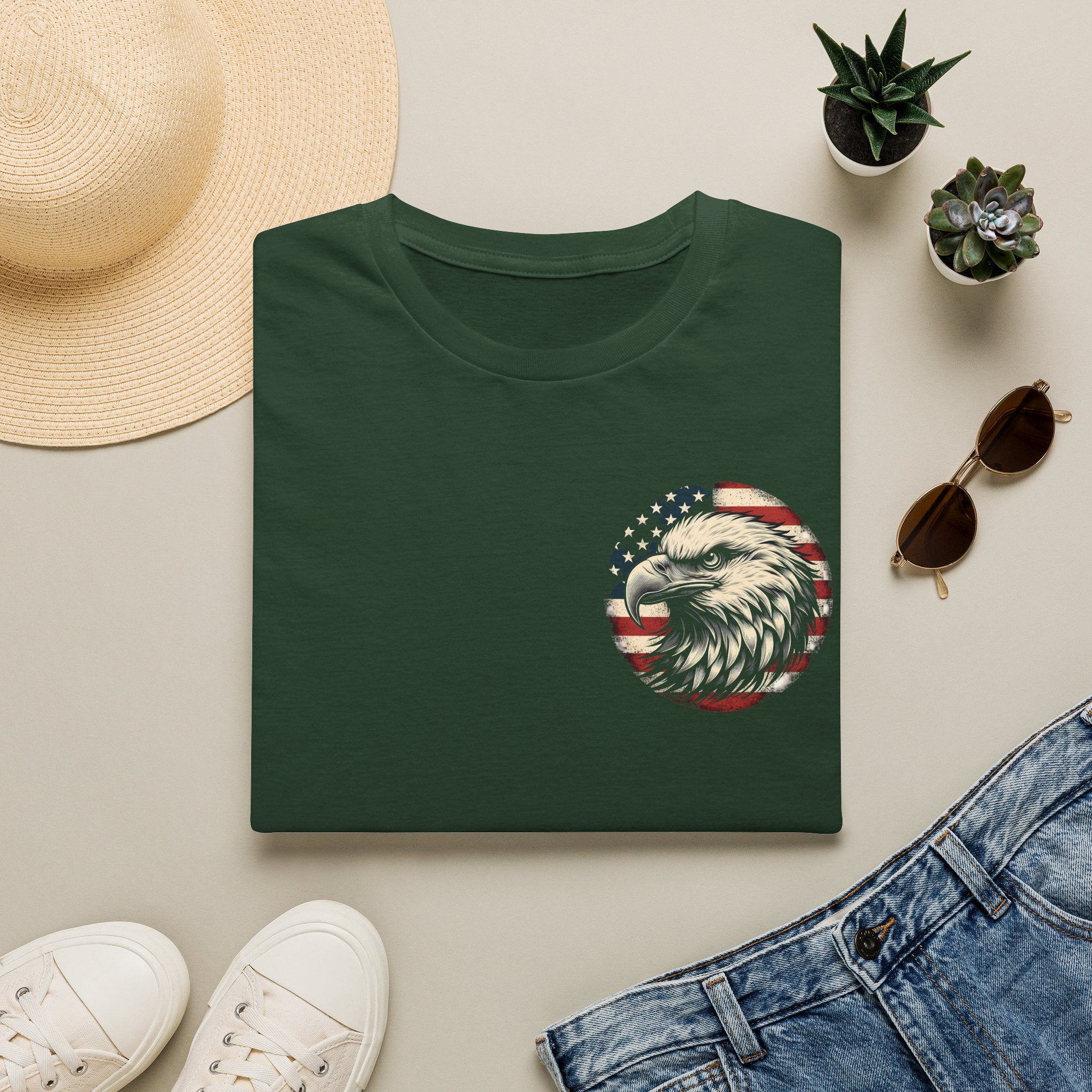 Patriotic Bald Eagle T-Shirt — American Flag Gift for Him Fourth of July Graphic Tee